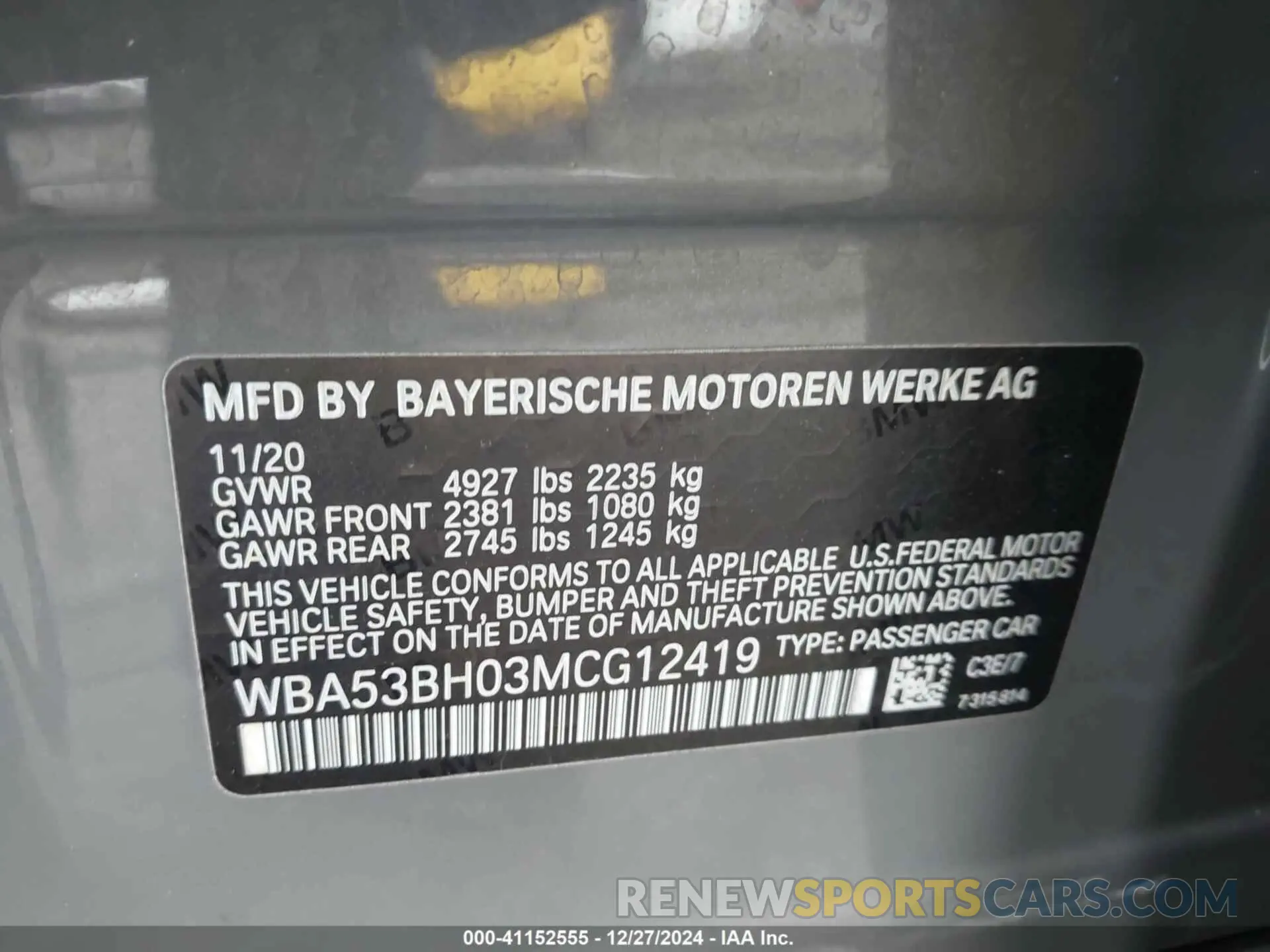 9 Photograph of a damaged car WBA53BH03MCG12419 BMW 530I 2021