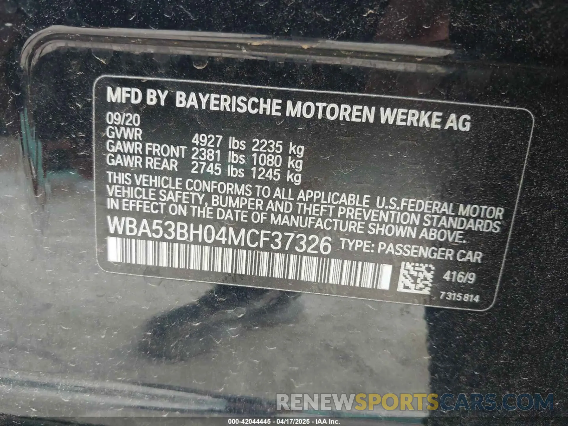 9 Photograph of a damaged car WBA53BH04MCF37326 BMW 530I 2021