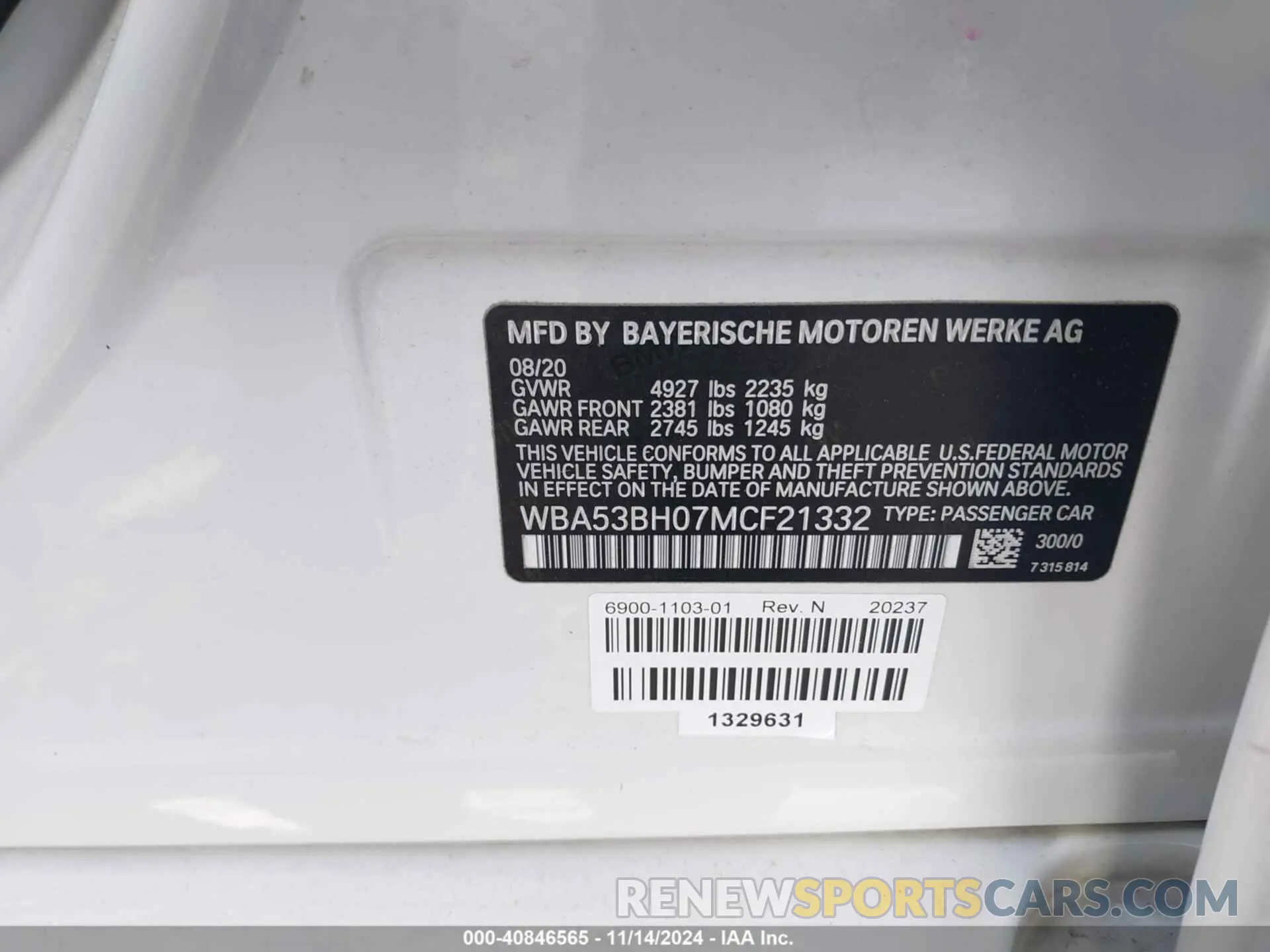 9 Photograph of a damaged car WBA53BH07MCF21332 BMW 530I 2021