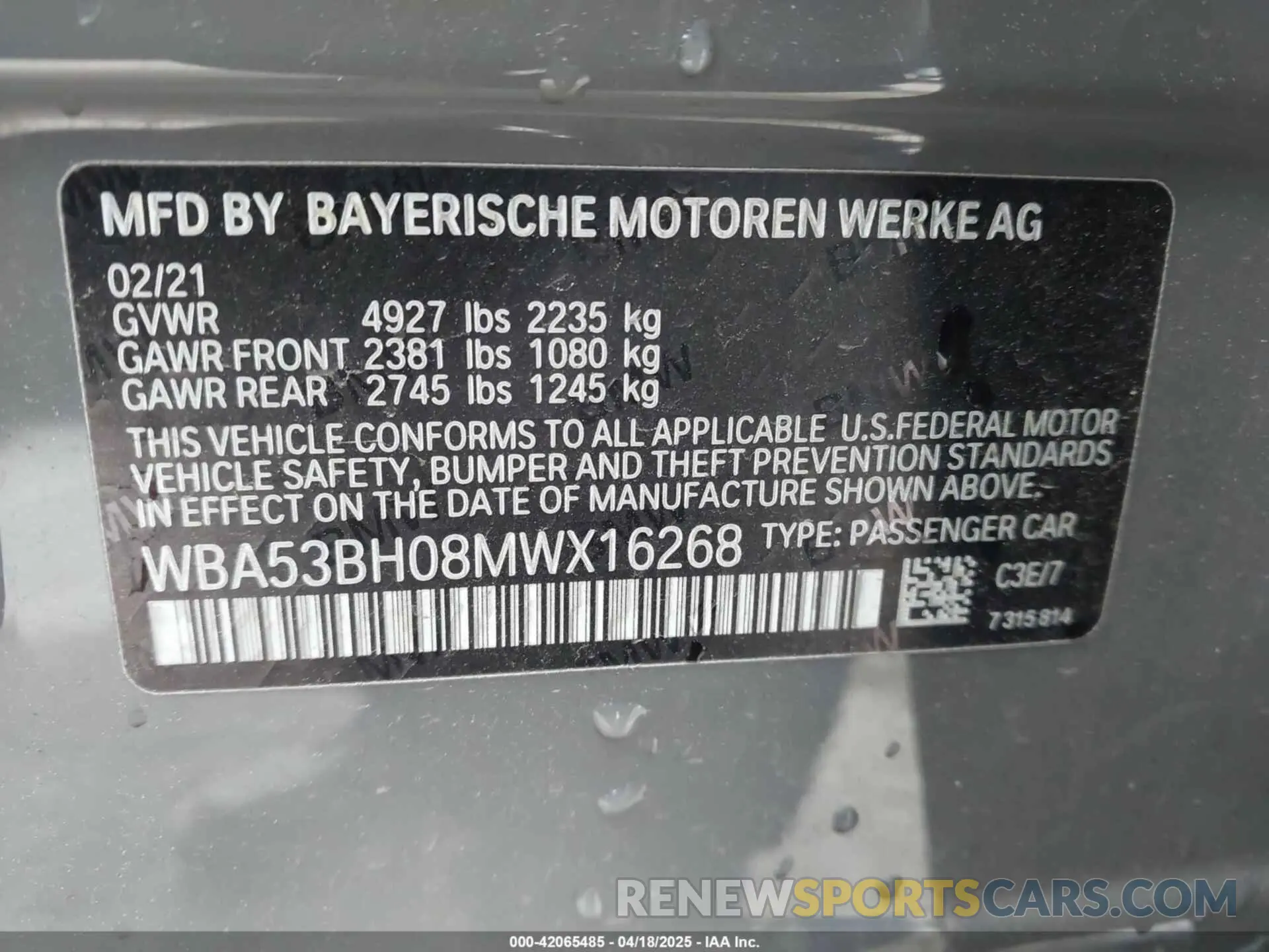 9 Photograph of a damaged car WBA53BH08MWX16268 BMW 530I 2021