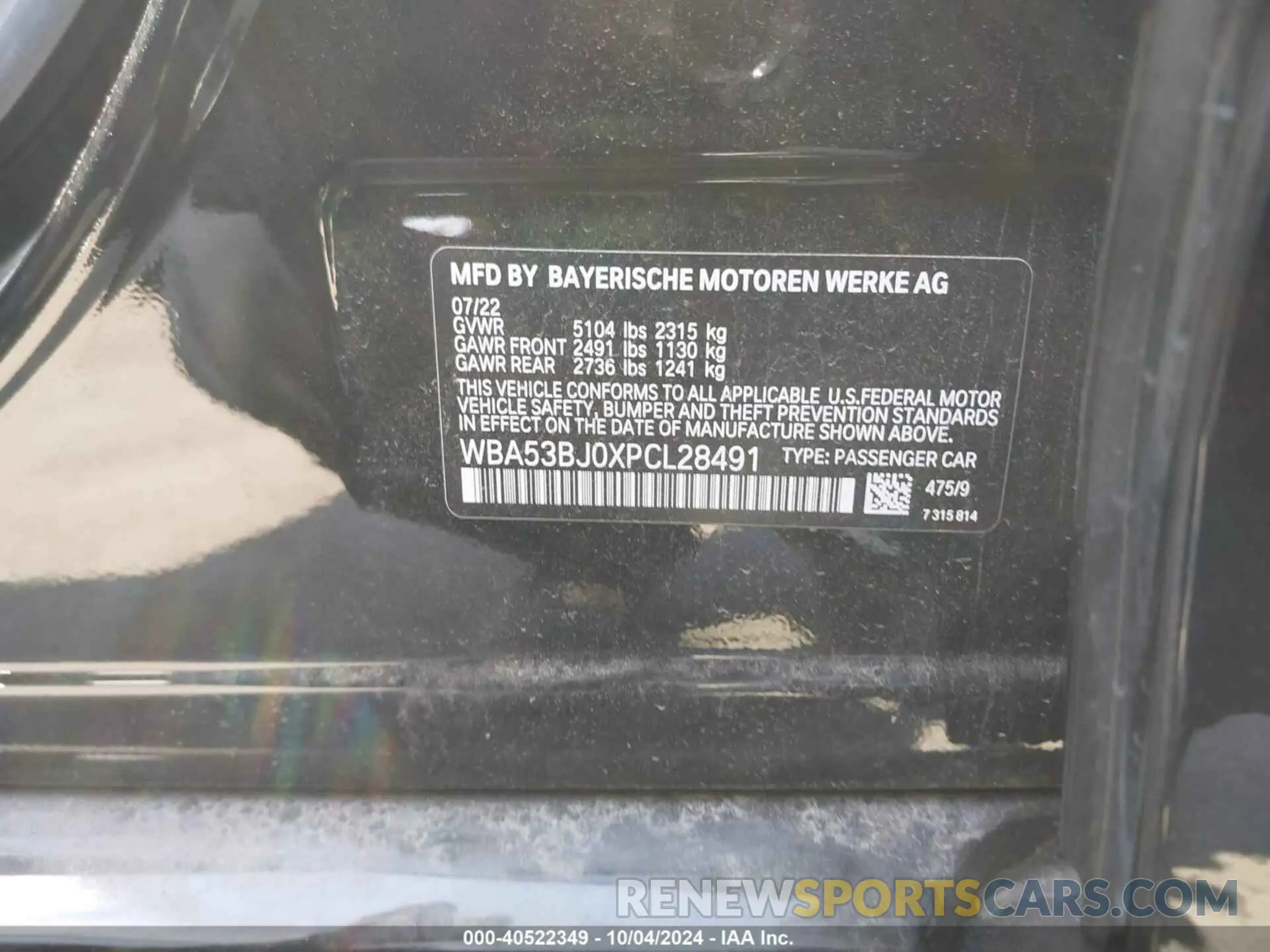 9 Photograph of a damaged car WBA53BJ0XPCL28491 BMW 540 2023