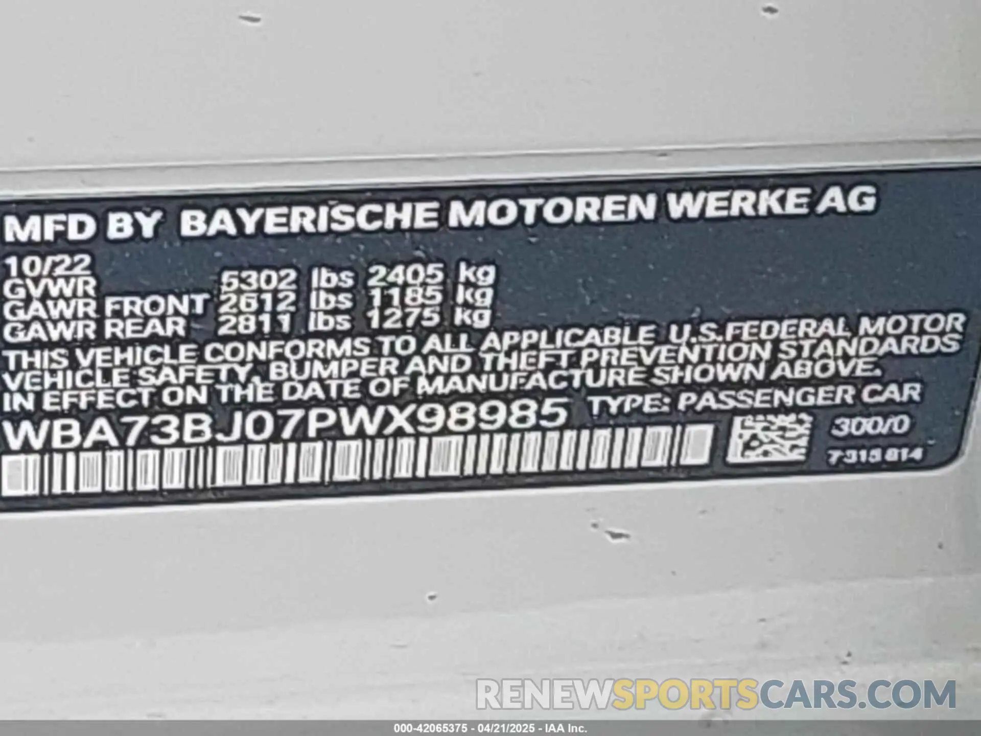 9 Photograph of a damaged car WBA73BJ07PWX98985 BMW 540 2023