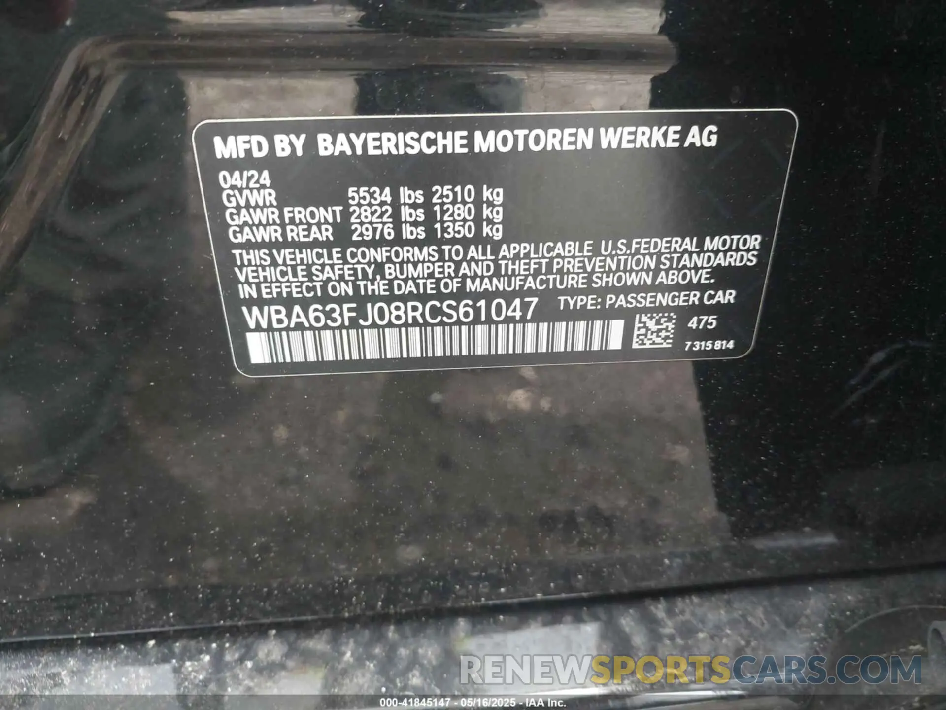 9 Photograph of a damaged car WBA63FJ08RCS61047 BMW 540 2024