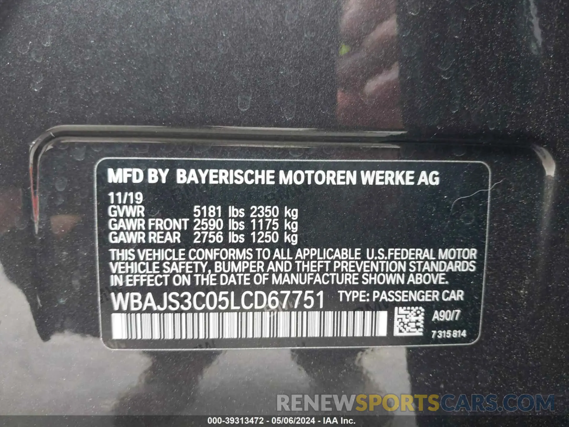 9 Photograph of a damaged car WBAJS3C05LCD67751 BMW 540I 2020