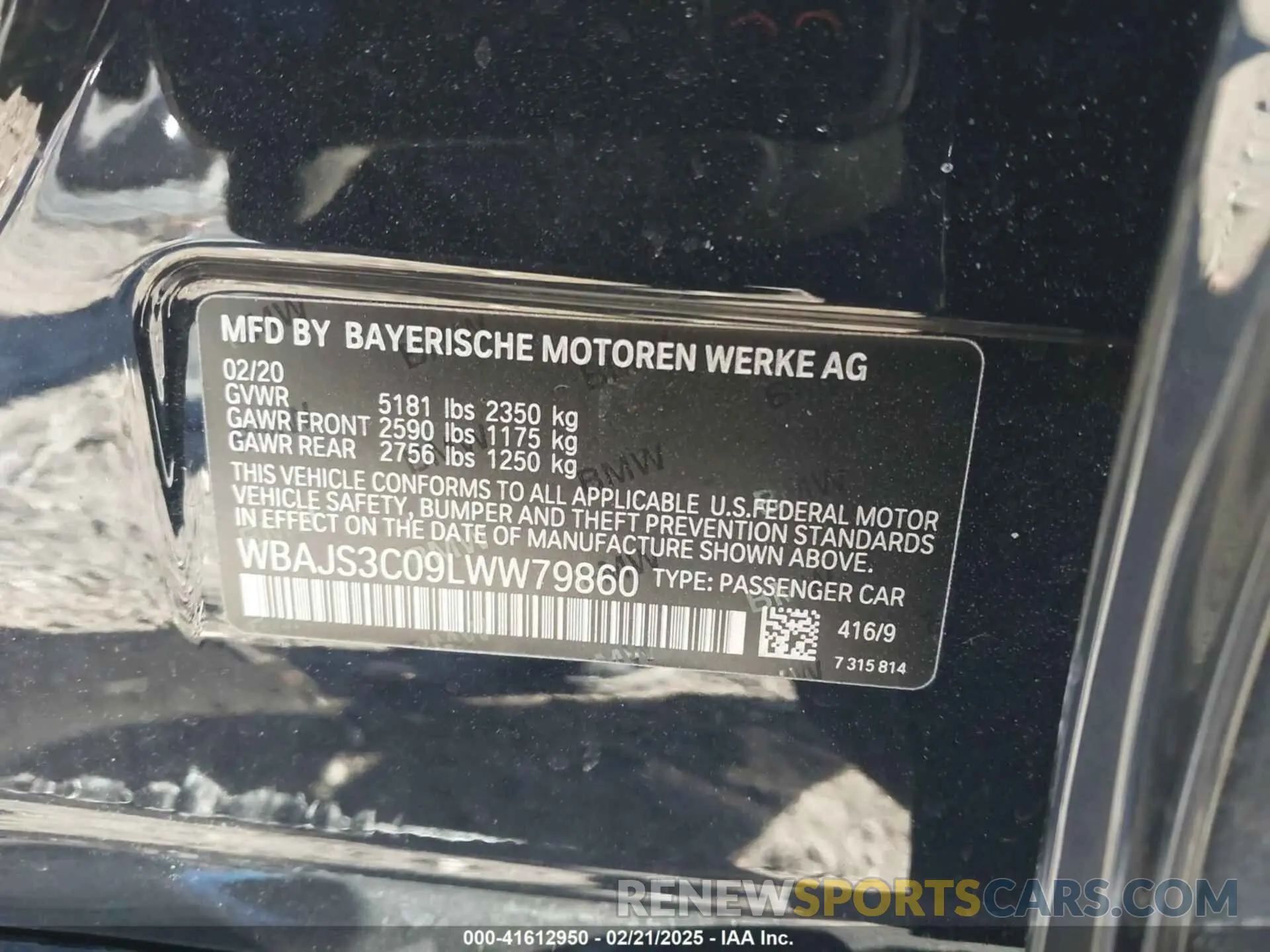 9 Photograph of a damaged car WBAJS3C09LWW79860 BMW 540I 2020