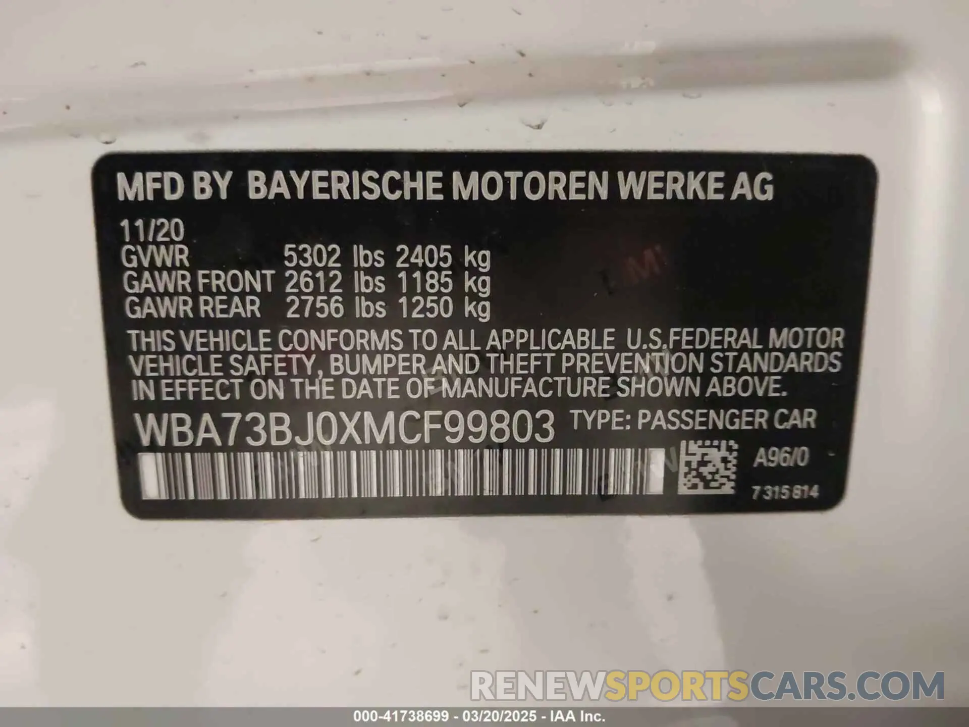 9 Photograph of a damaged car WBA73BJ0XMCF99803 BMW 540I 2021