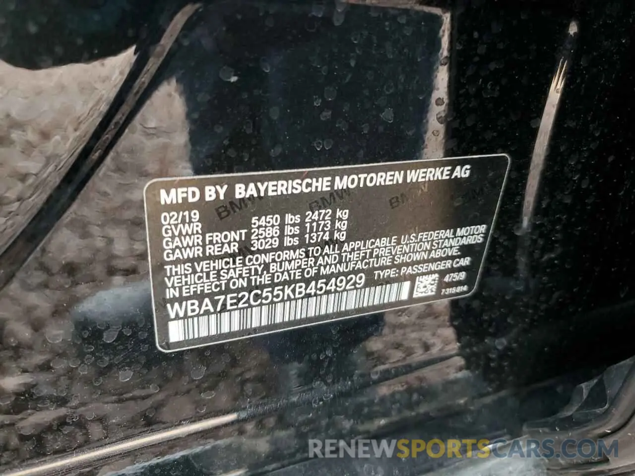 12 Photograph of a damaged car WBA7E2C55KB454929 BMW 7 SERIES 2019