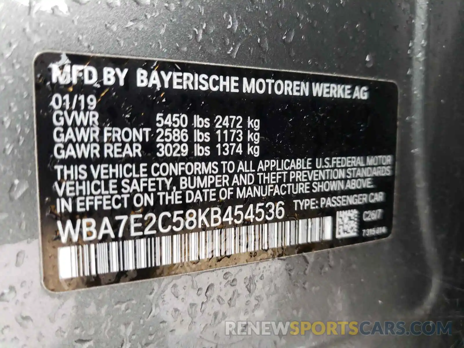 10 Photograph of a damaged car WBA7E2C58KB454536 BMW 7 SERIES 2019