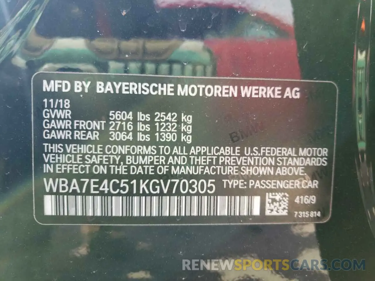 13 Photograph of a damaged car WBA7E4C51KGV70305 BMW 7 SERIES 2019