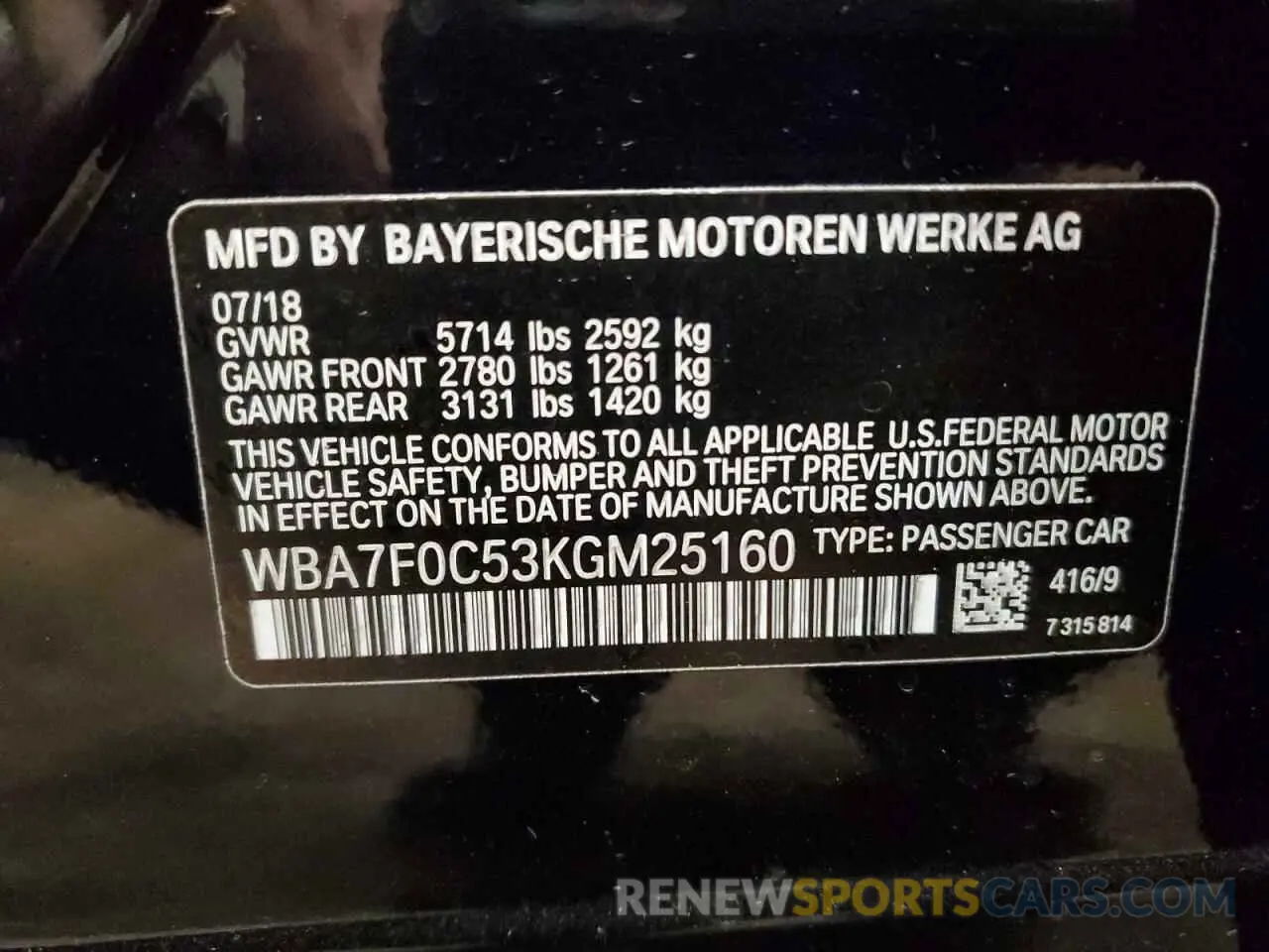 13 Photograph of a damaged car WBA7F0C53KGM25160 BMW 7 SERIES 2019