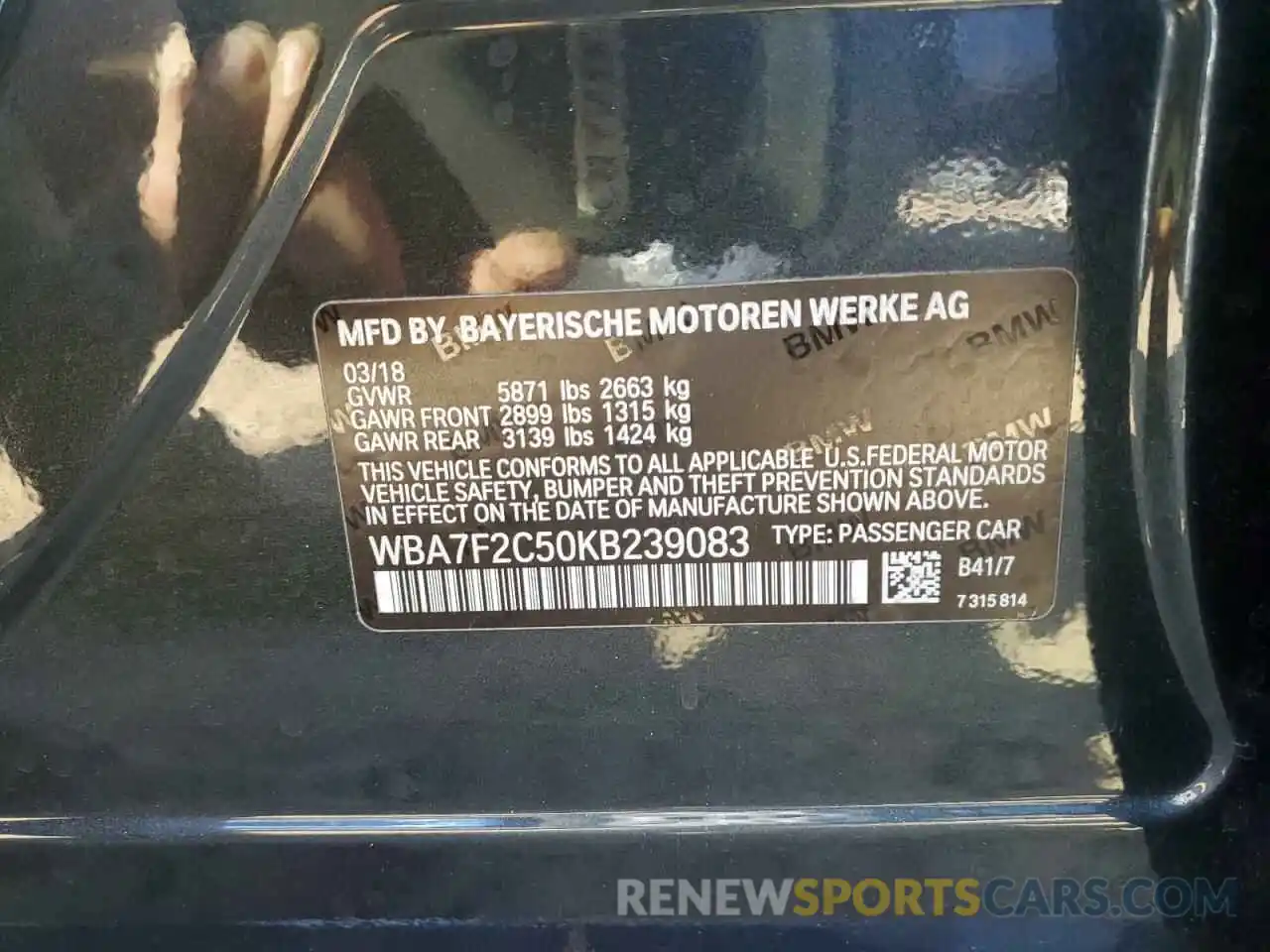 10 Photograph of a damaged car WBA7F2C50KB239083 BMW 7 SERIES 2019