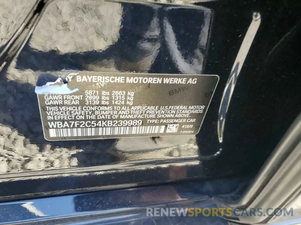 12 Photograph of a damaged car WBA7F2C54KB239989 BMW 7 SERIES 2019
