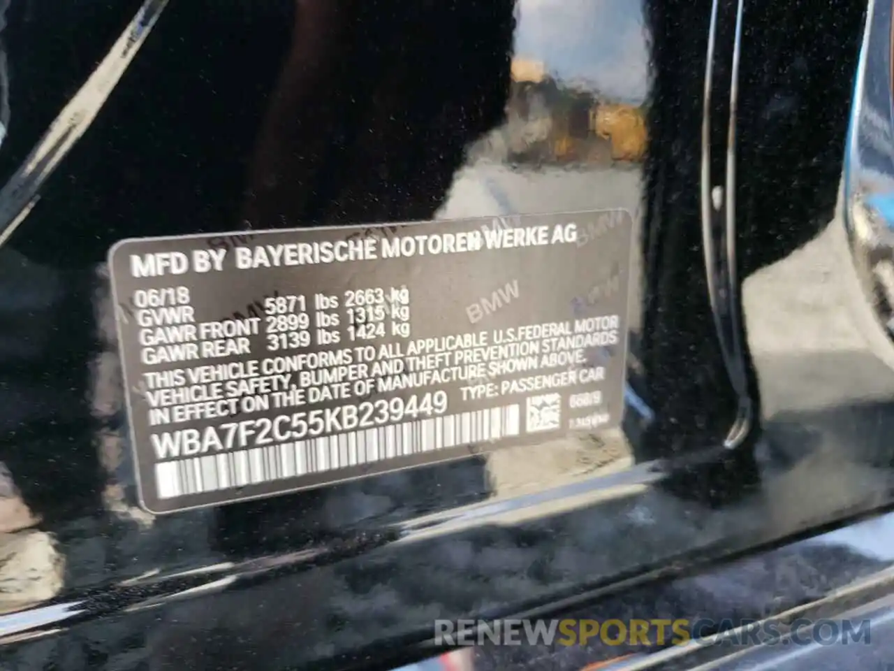 10 Photograph of a damaged car WBA7F2C55KB239449 BMW 7 SERIES 2019