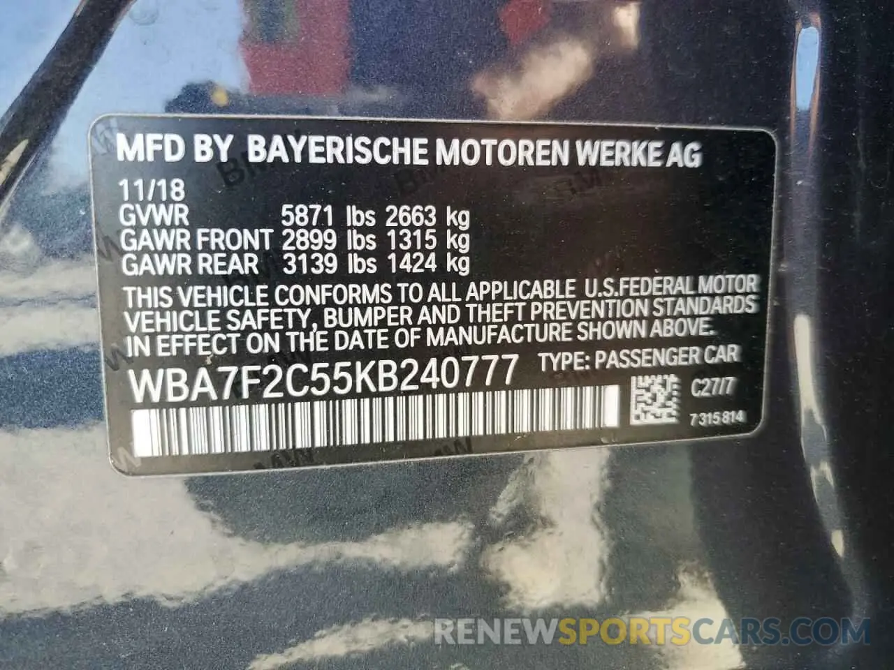 12 Photograph of a damaged car WBA7F2C55KB240777 BMW 7 SERIES 2019