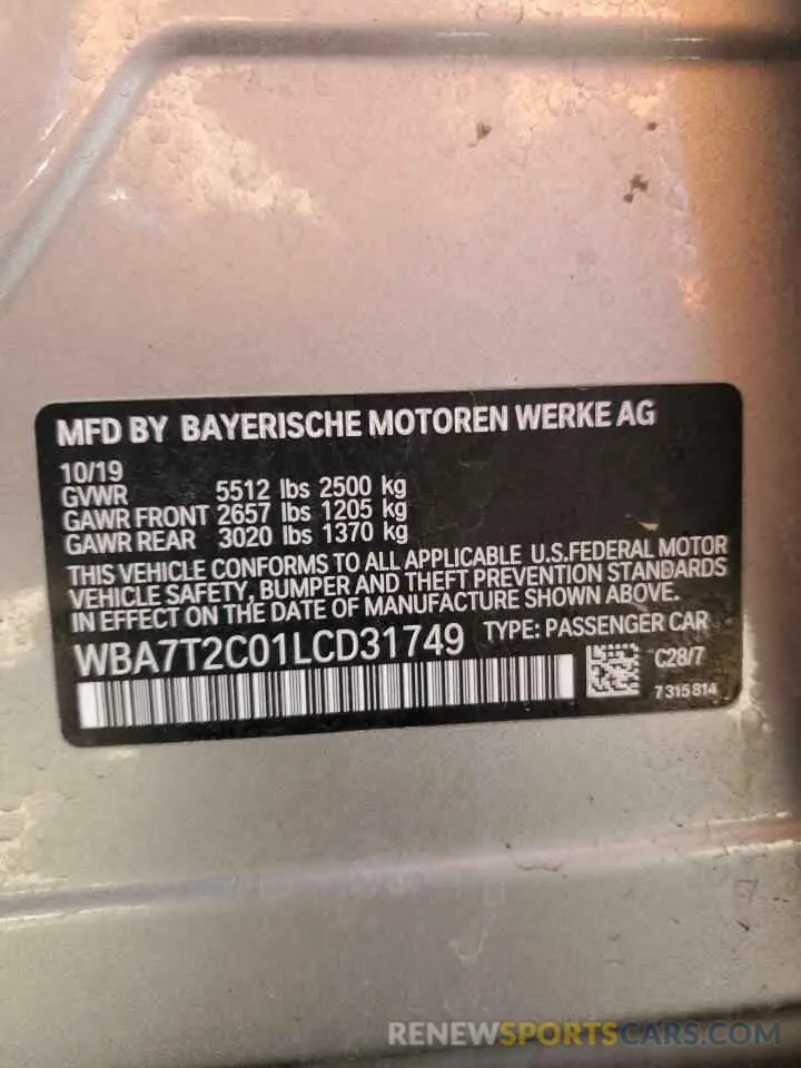 13 Photograph of a damaged car WBA7T2C01LCD31749 BMW 7 SERIES 2020