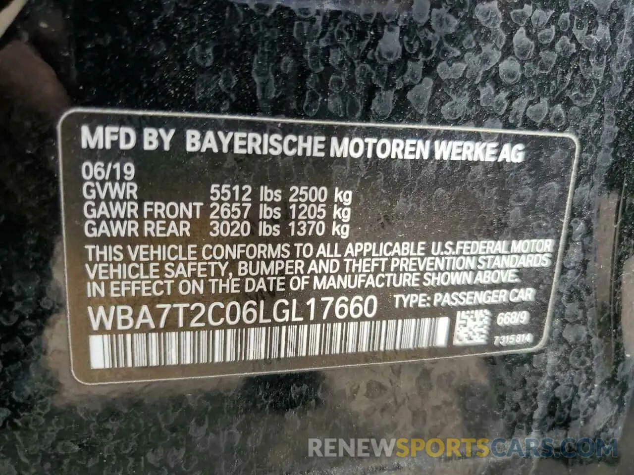 12 Photograph of a damaged car WBA7T2C06LGL17660 BMW 7 SERIES 2020