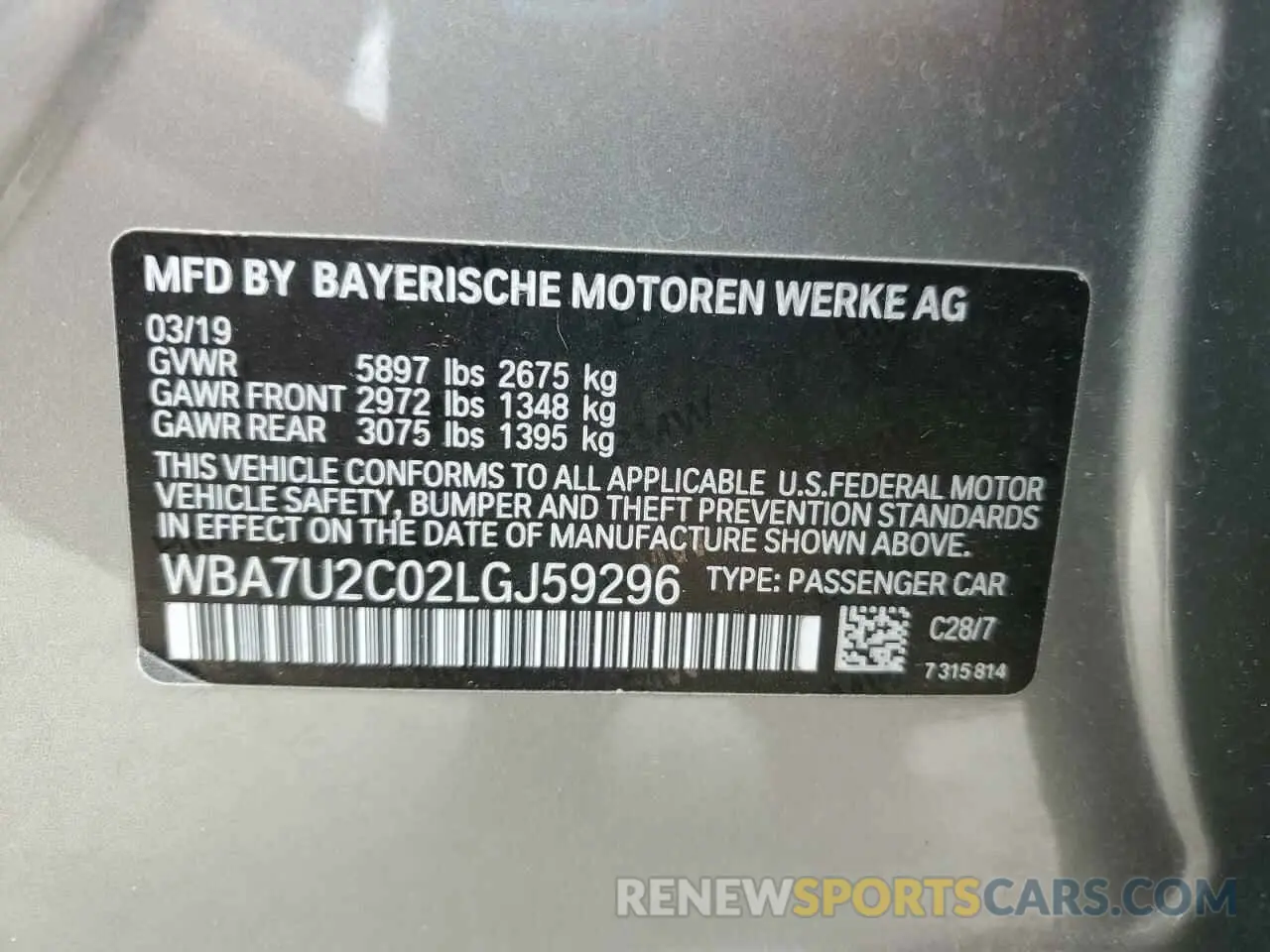 12 Photograph of a damaged car WBA7U2C02LGJ59296 BMW 7 SERIES 2020