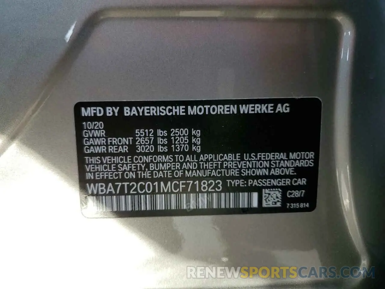 13 Photograph of a damaged car WBA7T2C01MCF71823 BMW 7 SERIES 2021