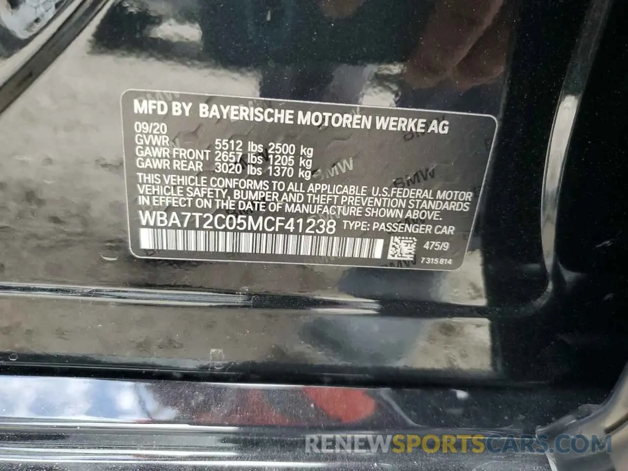 12 Photograph of a damaged car WBA7T2C05MCF41238 BMW 7 SERIES 2021