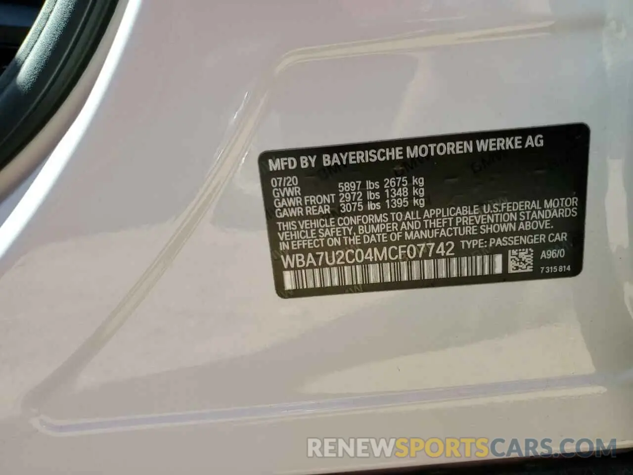 13 Photograph of a damaged car WBA7U2C04MCF07742 BMW 7 SERIES 2021