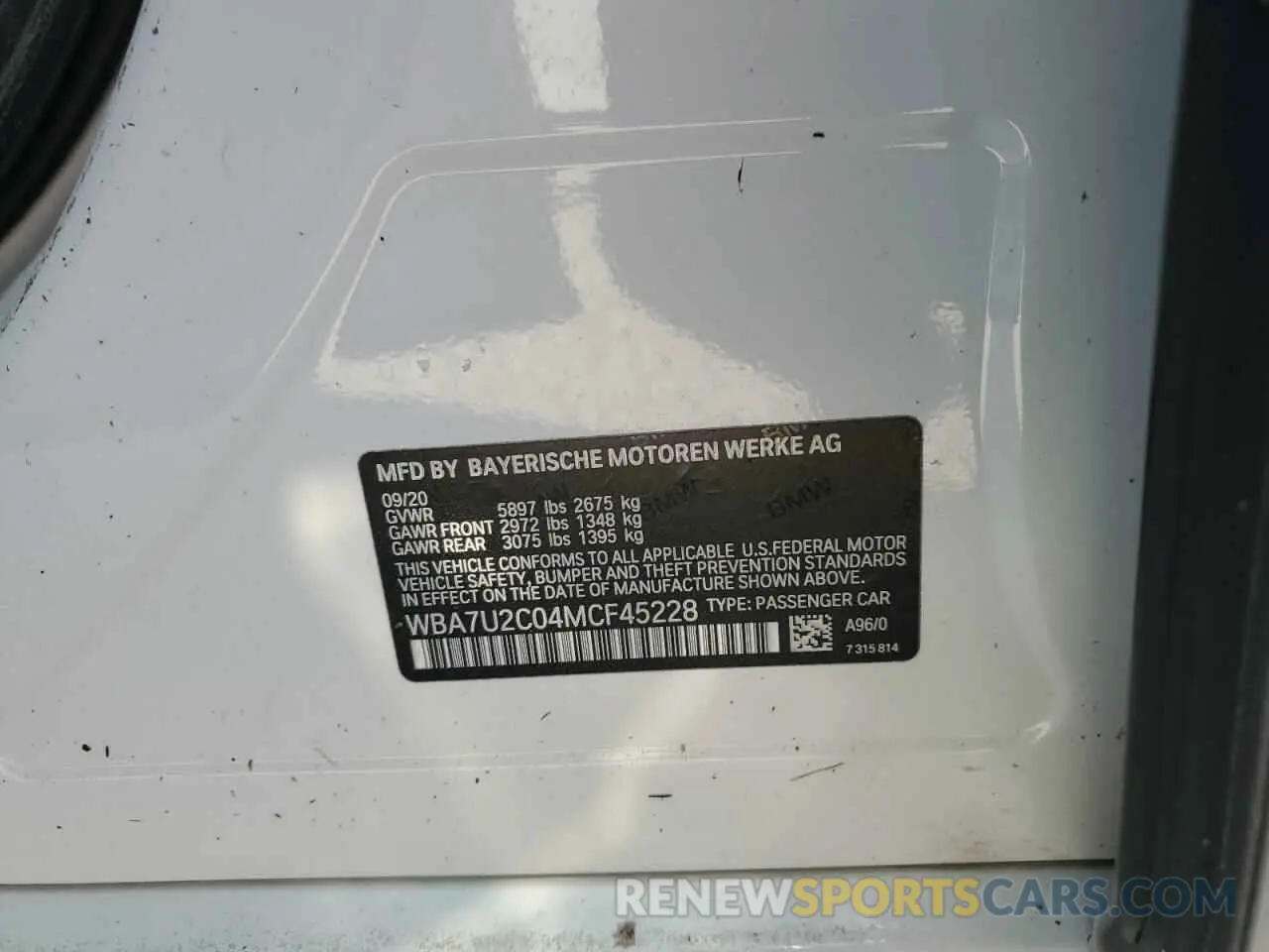 13 Photograph of a damaged car WBA7U2C04MCF45228 BMW 7 SERIES 2021