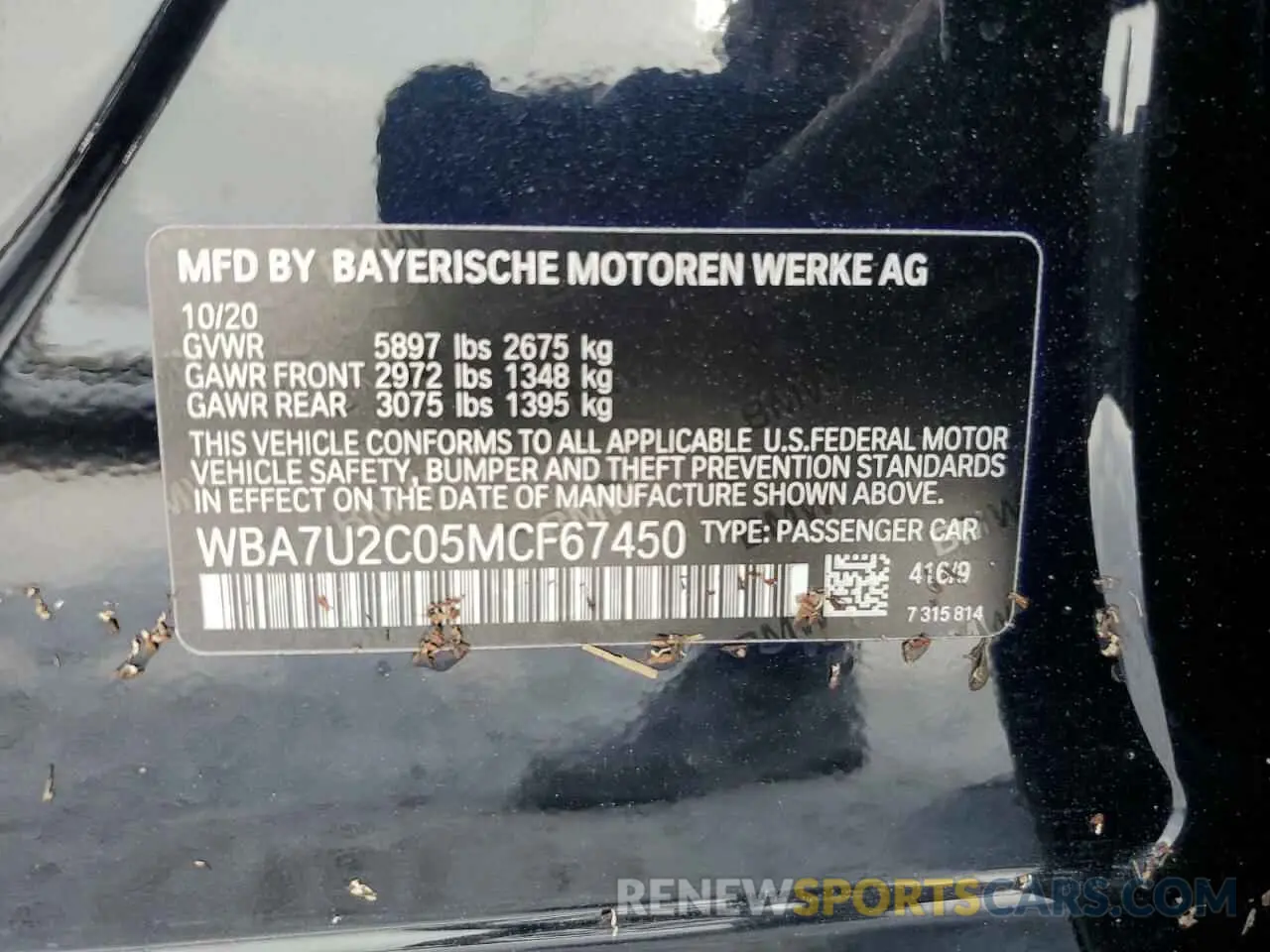 13 Photograph of a damaged car WBA7U2C05MCF67450 BMW 7 SERIES 2021