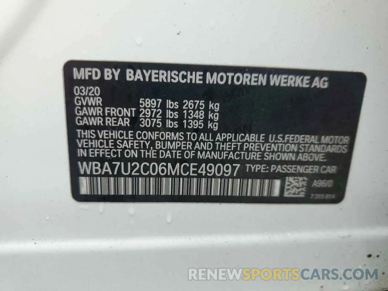 13 Photograph of a damaged car WBA7U2C06MCE49097 BMW 7 SERIES 2021