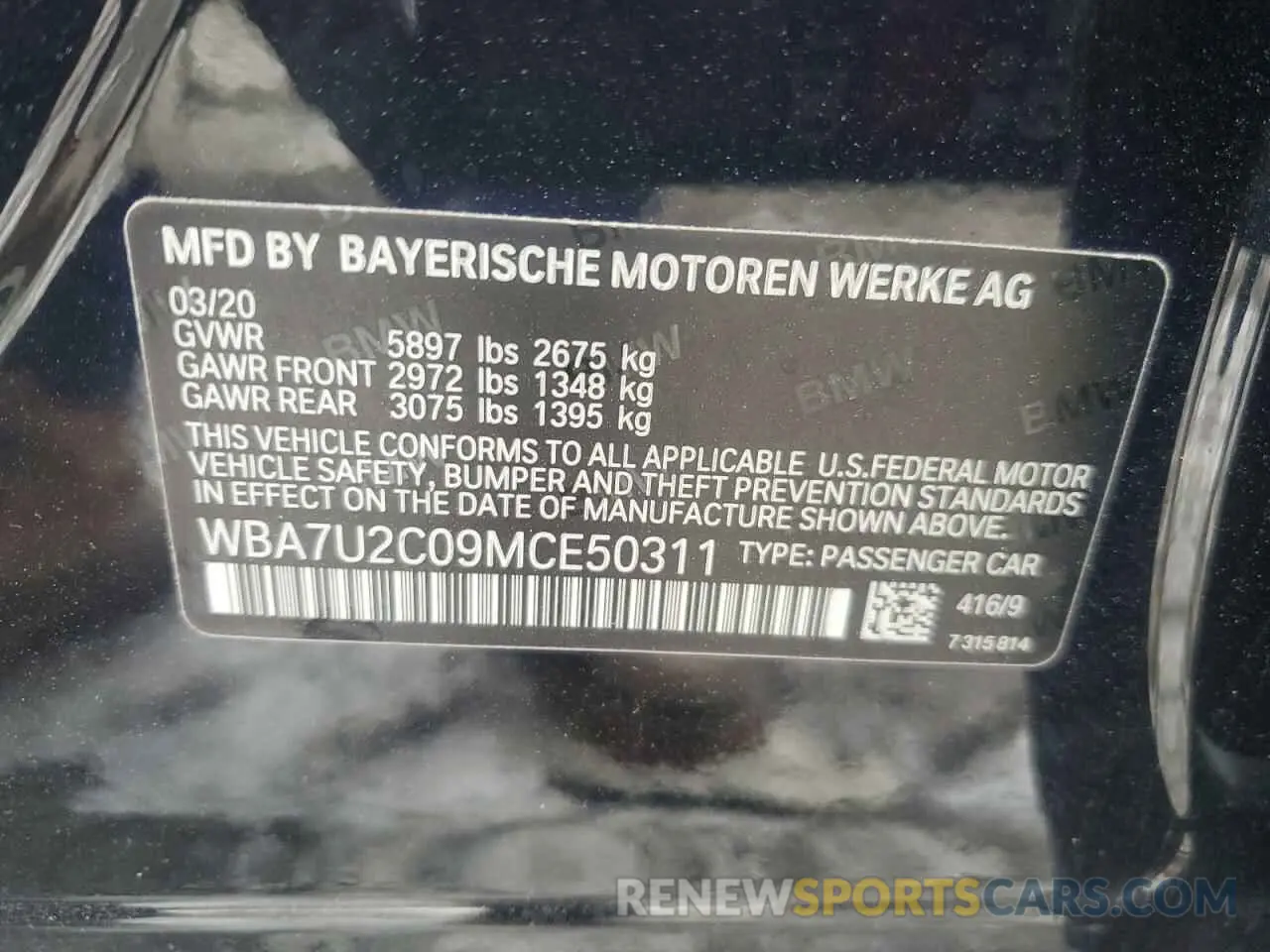 12 Photograph of a damaged car WBA7U2C09MCE50311 BMW 7 SERIES 2021