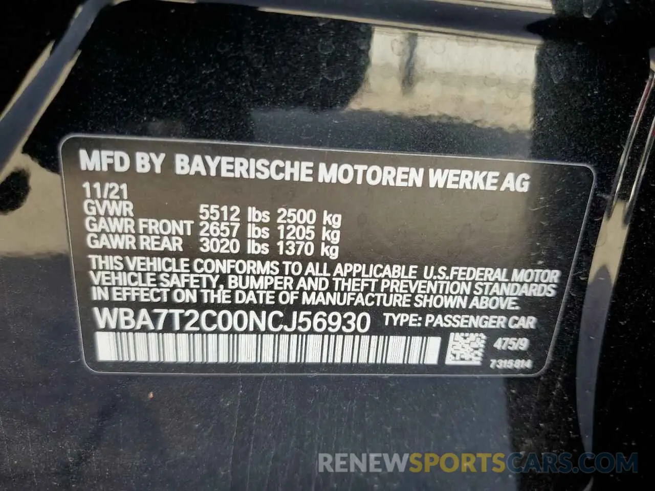 15 Photograph of a damaged car WBA7T2C00NCJ56930 BMW 7 SERIES 2022