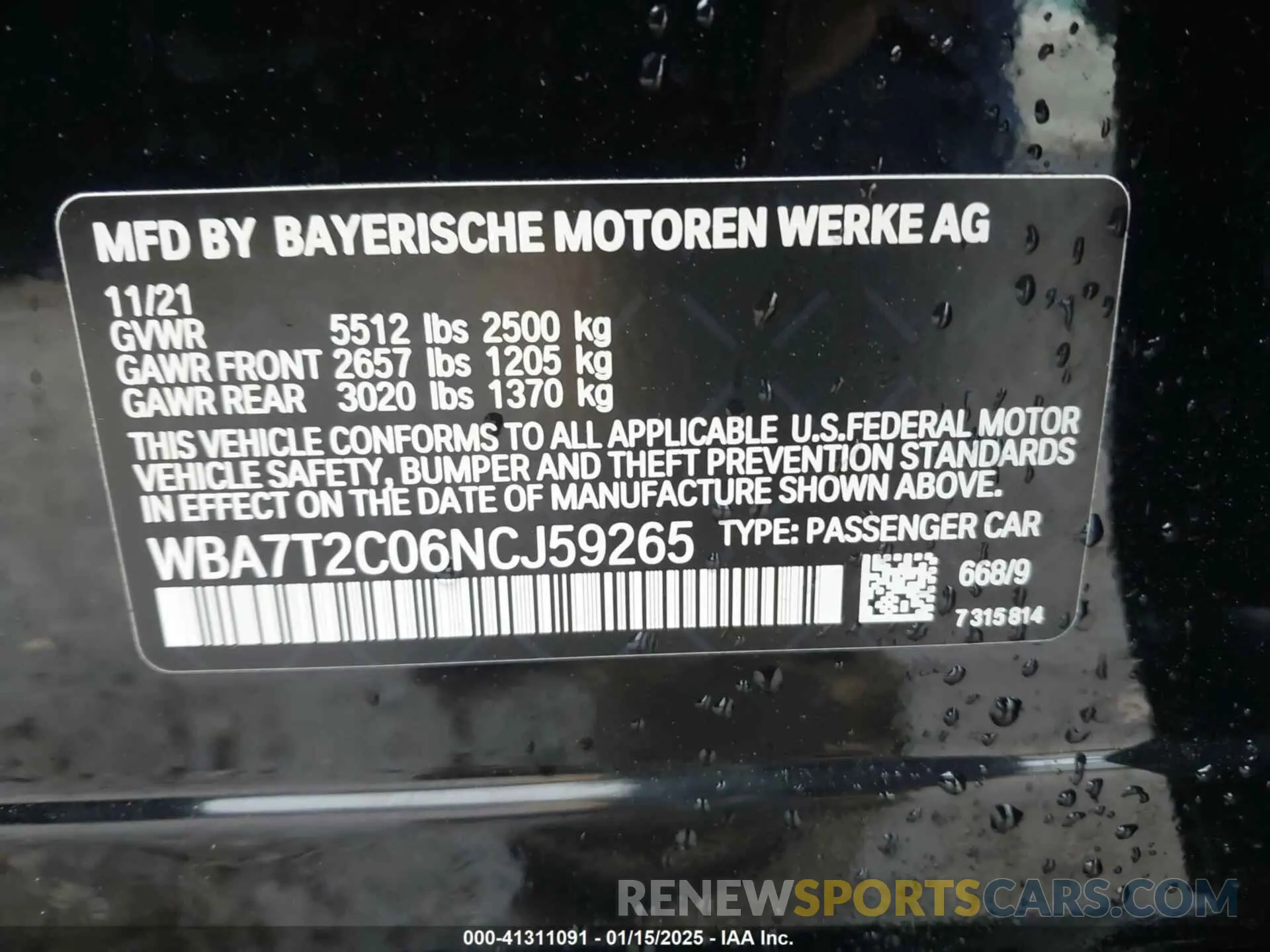 9 Photograph of a damaged car WBA7T2C06NCJ59265 BMW 7 SERIES 2022
