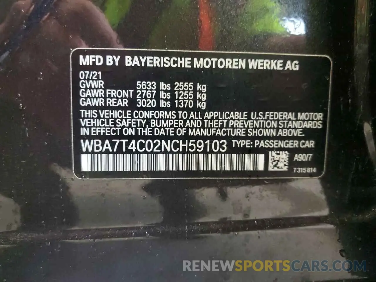 12 Photograph of a damaged car WBA7T4C02NCH59103 BMW 7 SERIES 2022
