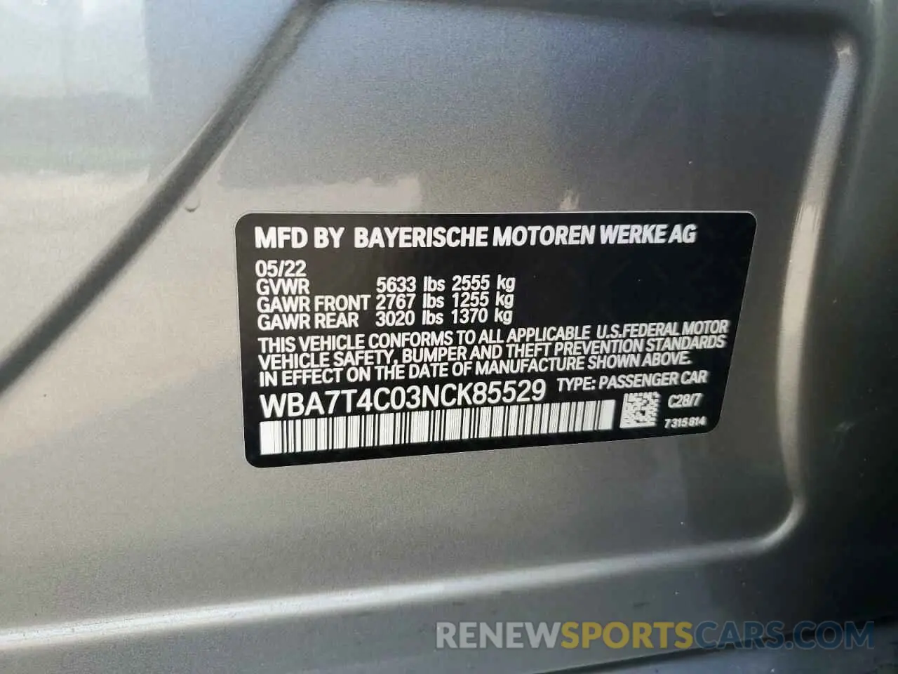 13 Photograph of a damaged car WBA7T4C03NCK85529 BMW 7 SERIES 2022