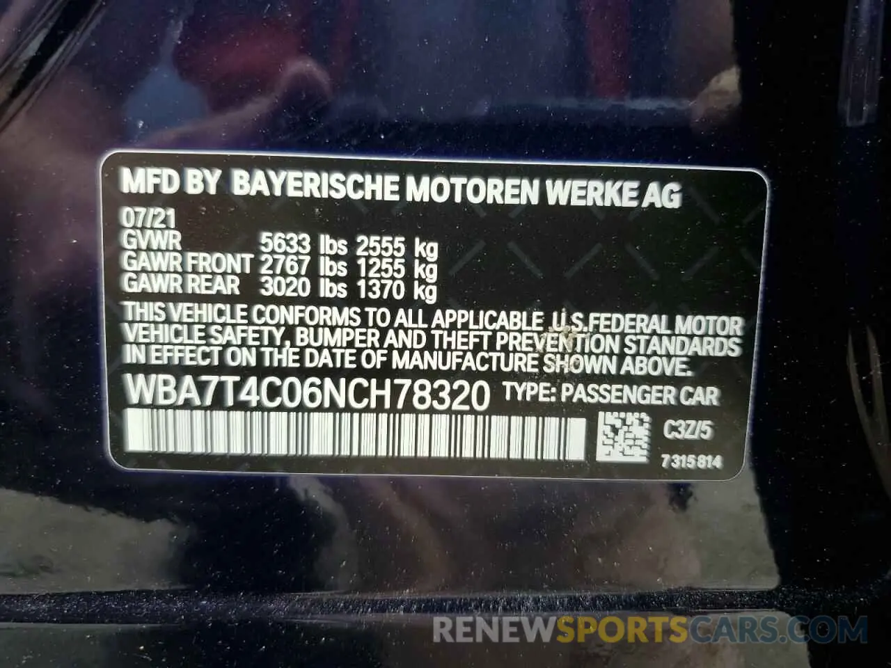 12 Photograph of a damaged car WBA7T4C06NCH78320 BMW 7 SERIES 2022