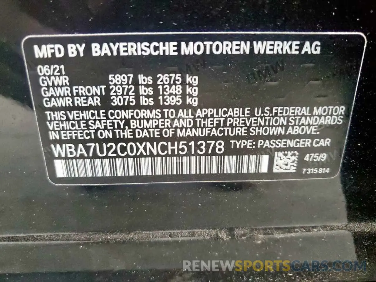 12 Photograph of a damaged car WBA7U2C0XNCH51378 BMW 7 SERIES 2022