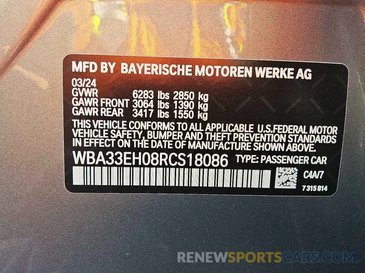 12 Photograph of a damaged car WBA33EH08RCS18086 BMW 7 SERIES 2024