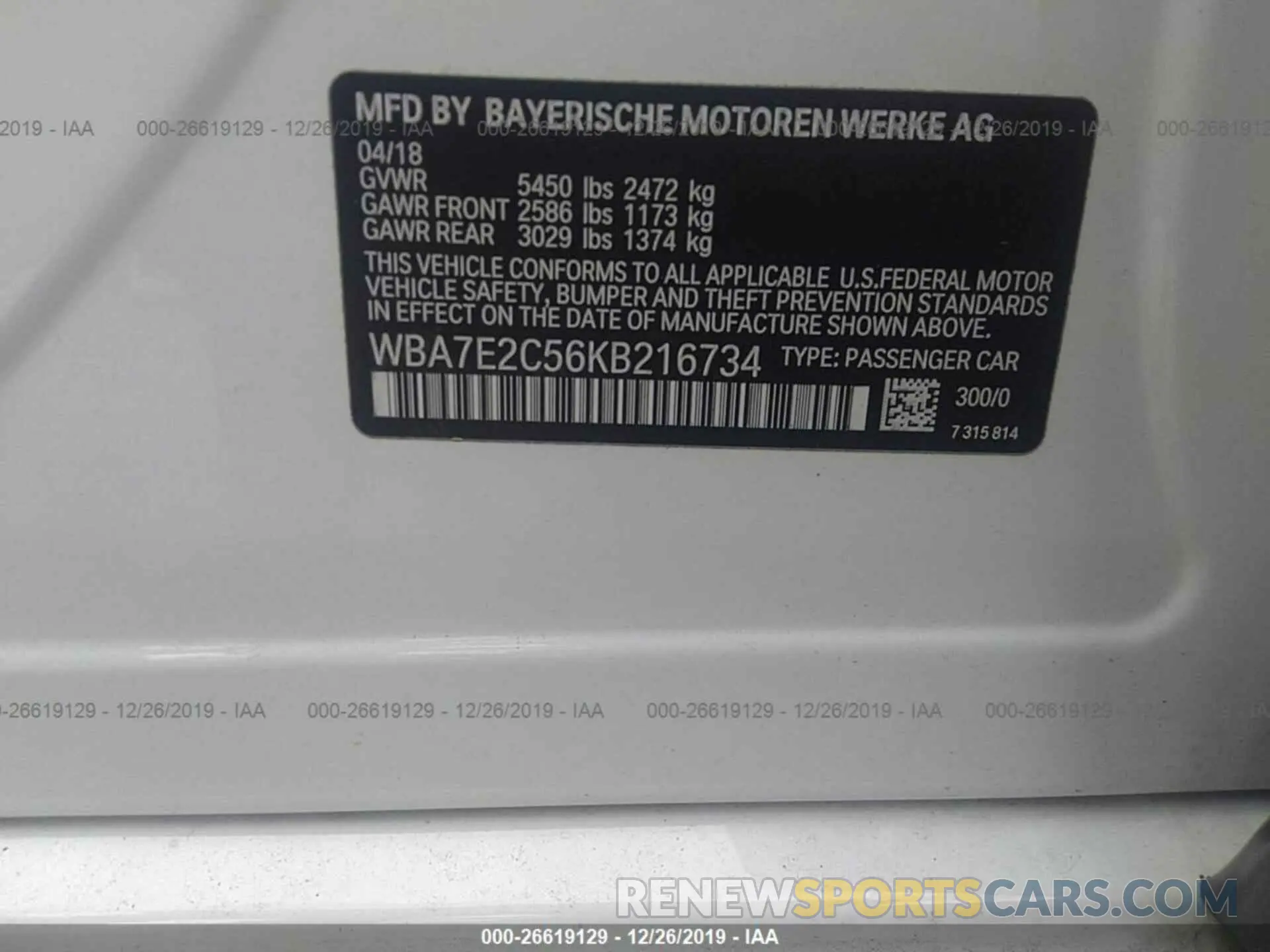 9 Photograph of a damaged car WBA7E2C56KB216734 BMW 740 2019