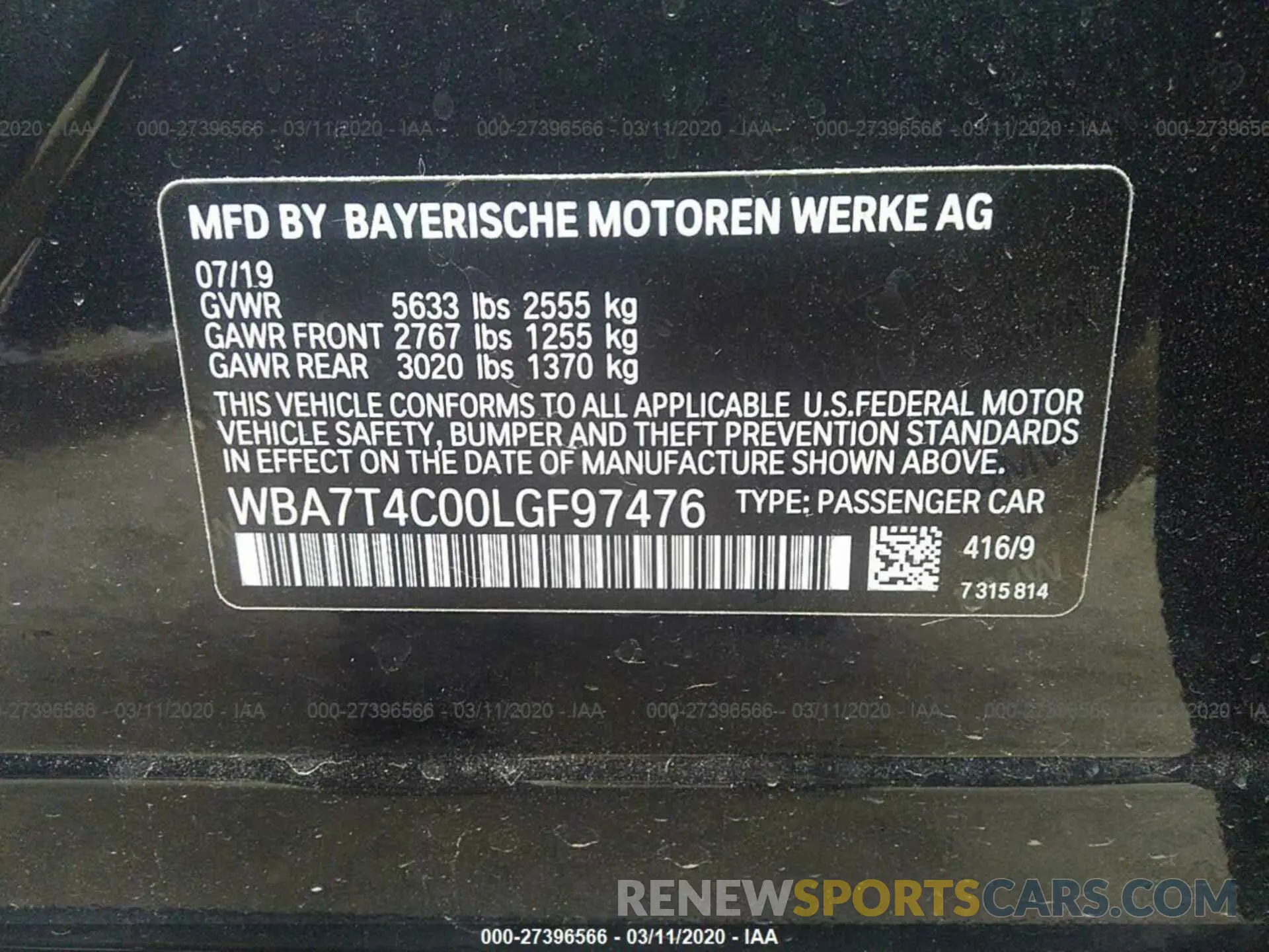 9 Photograph of a damaged car WBA7T4C00LGF97476 BMW 740 2020