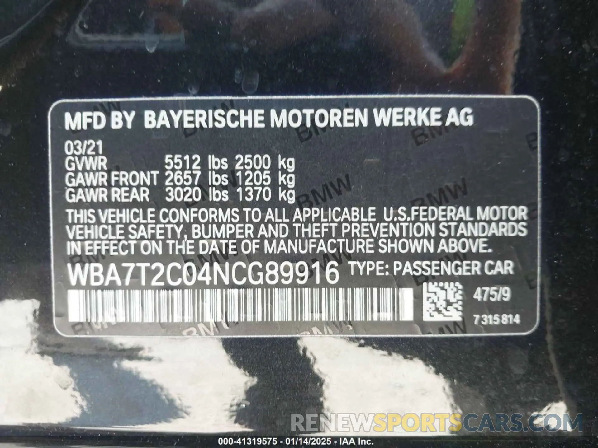9 Photograph of a damaged car WBA7T2C04NCG89916 BMW 740 2022