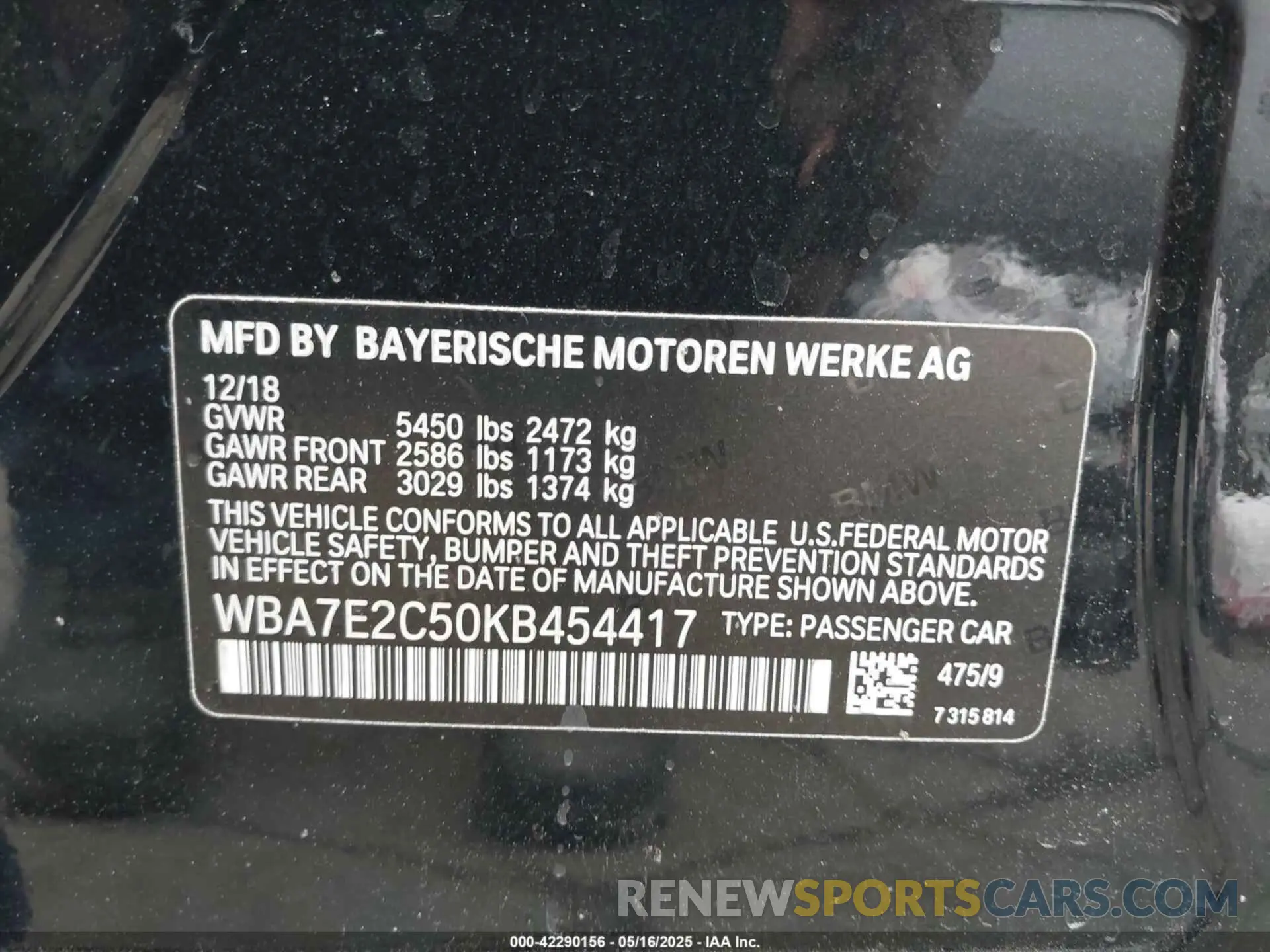 9 Photograph of a damaged car WBA7E2C50KB454417 BMW 740I 2019