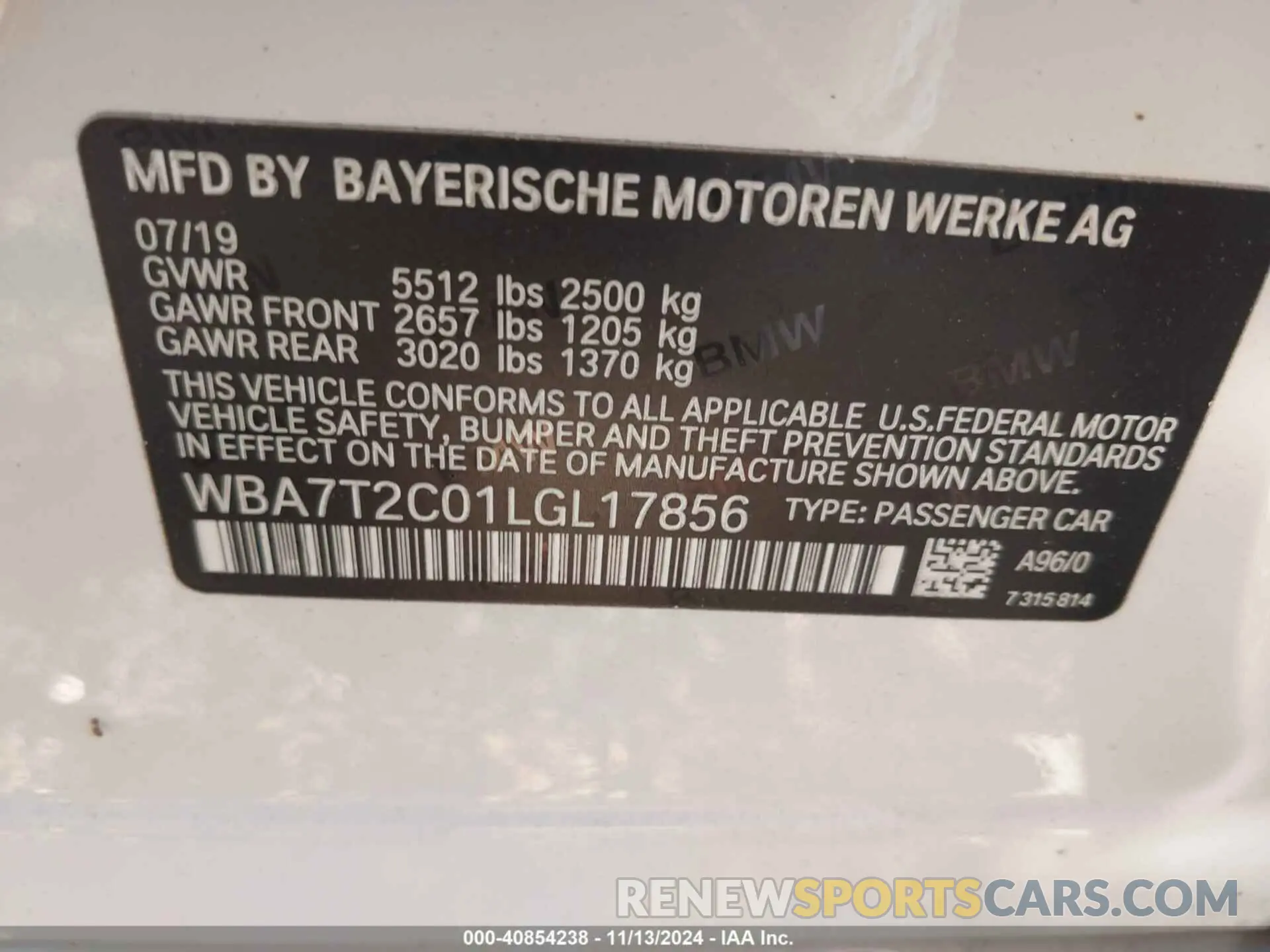 9 Photograph of a damaged car WBA7T2C01LGL17856 BMW 740I 2020