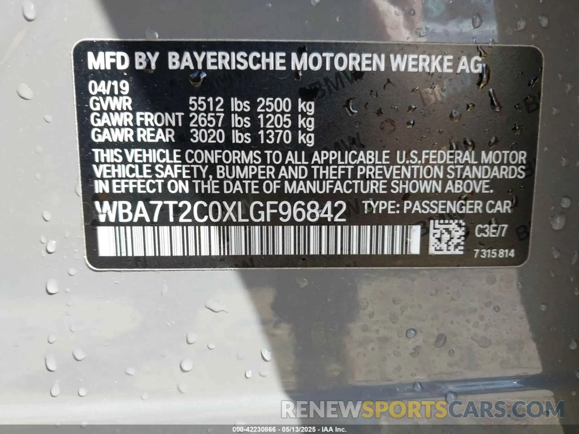 9 Photograph of a damaged car WBA7T2C0XLGF96842 BMW 740I 2020