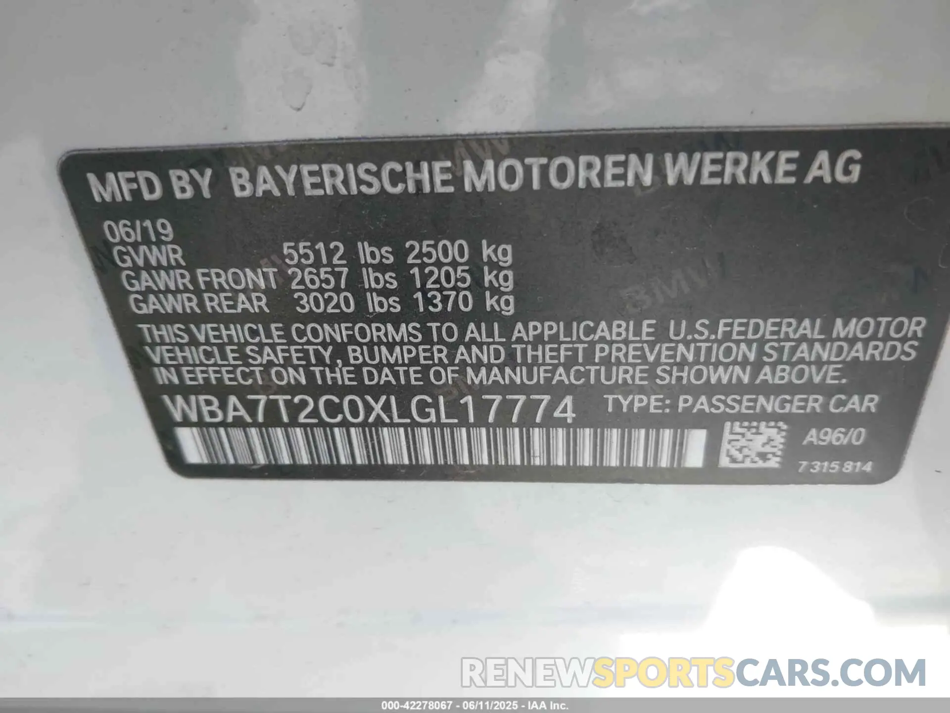 9 Photograph of a damaged car WBA7T2C0XLGL17774 BMW 740I 2020