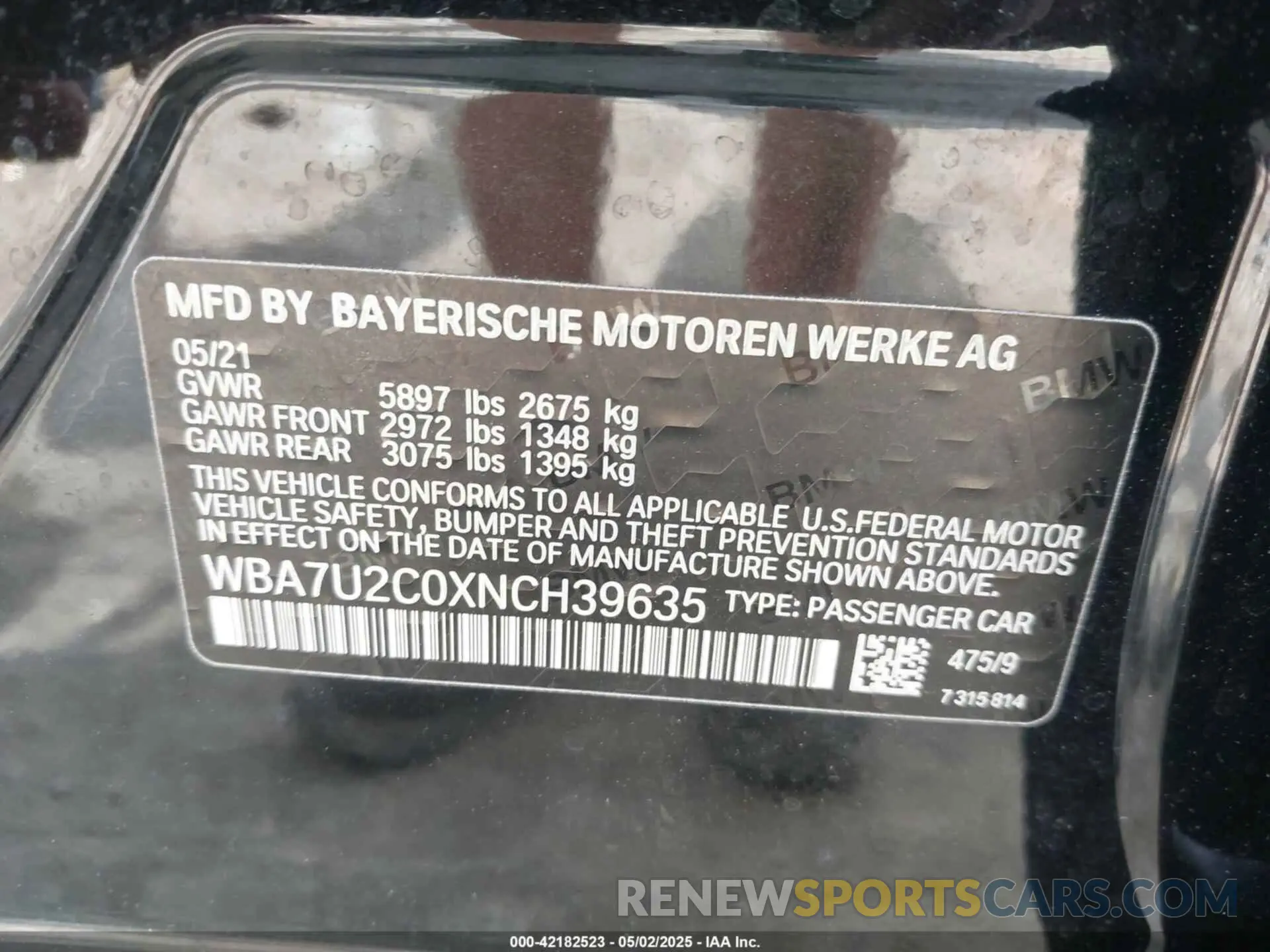 9 Photograph of a damaged car WBA7U2C0XNCH39635 BMW 750 2022
