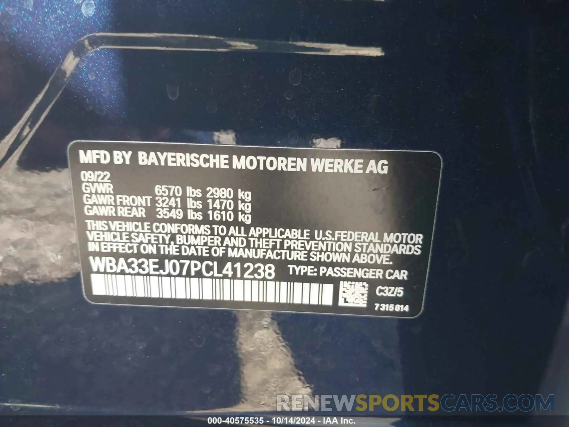 9 Photograph of a damaged car WBA33EJ07PCL41238 BMW 760 2023