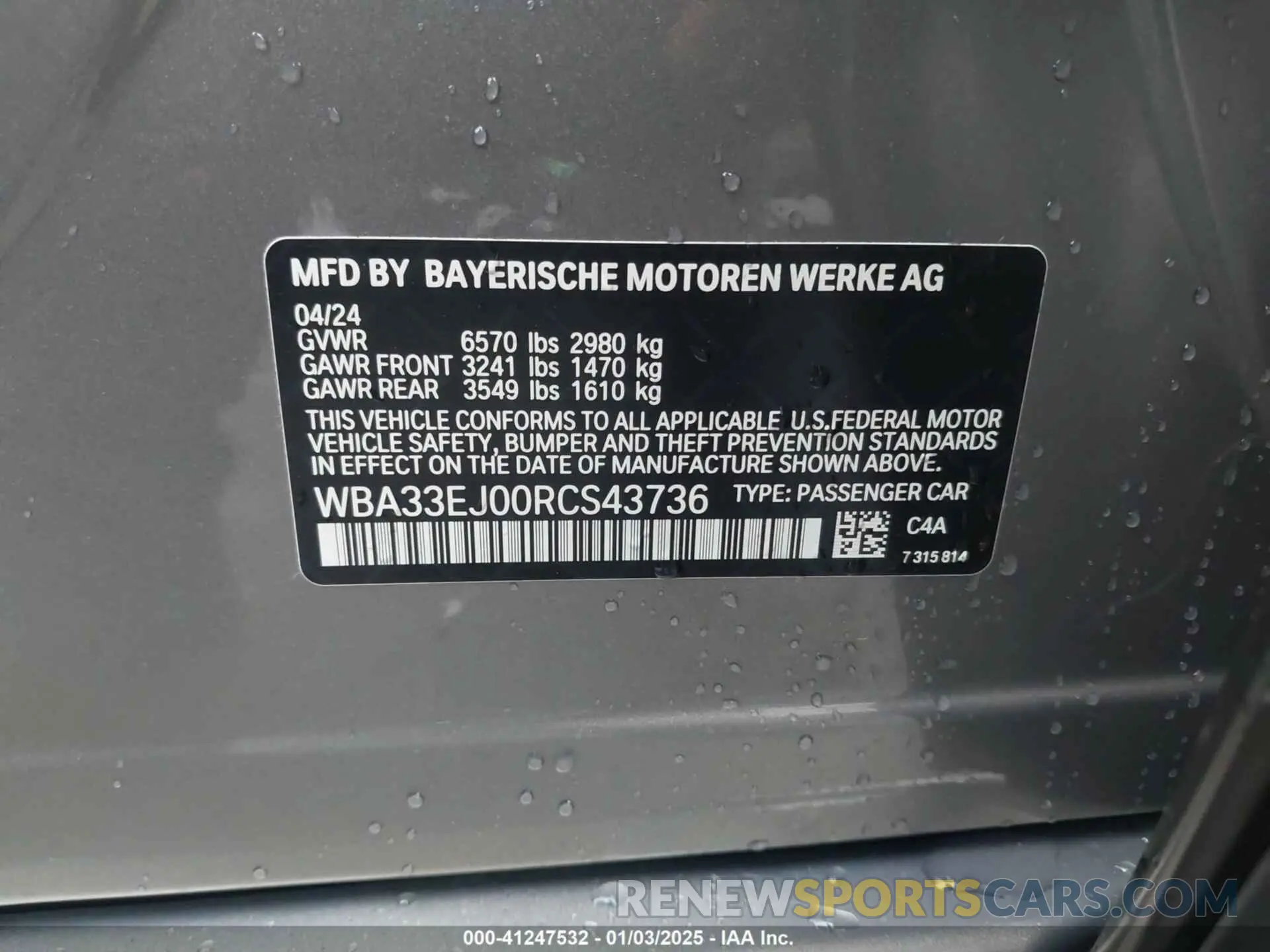 9 Photograph of a damaged car WBA33EJ00RCS43736 BMW 760 2024