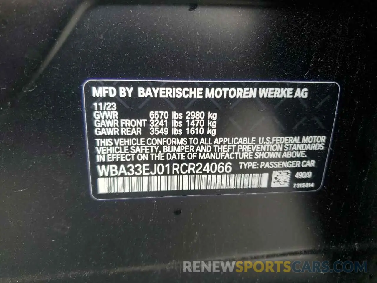 15 Photograph of a damaged car WBA33EJ01RCR24066 BMW 760 XI 2024