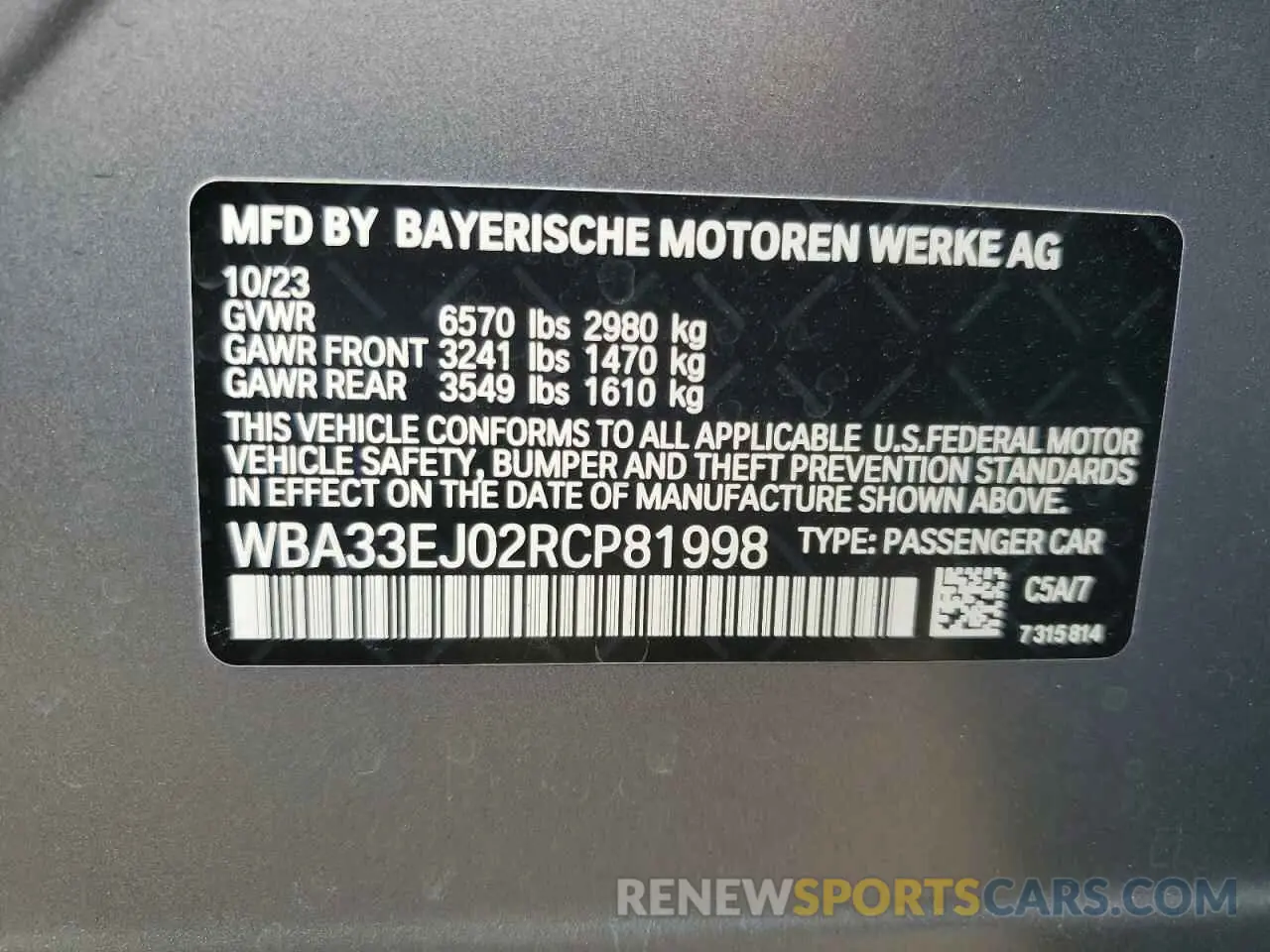 12 Photograph of a damaged car WBA33EJ02RCP81998 BMW 760 XI 2024