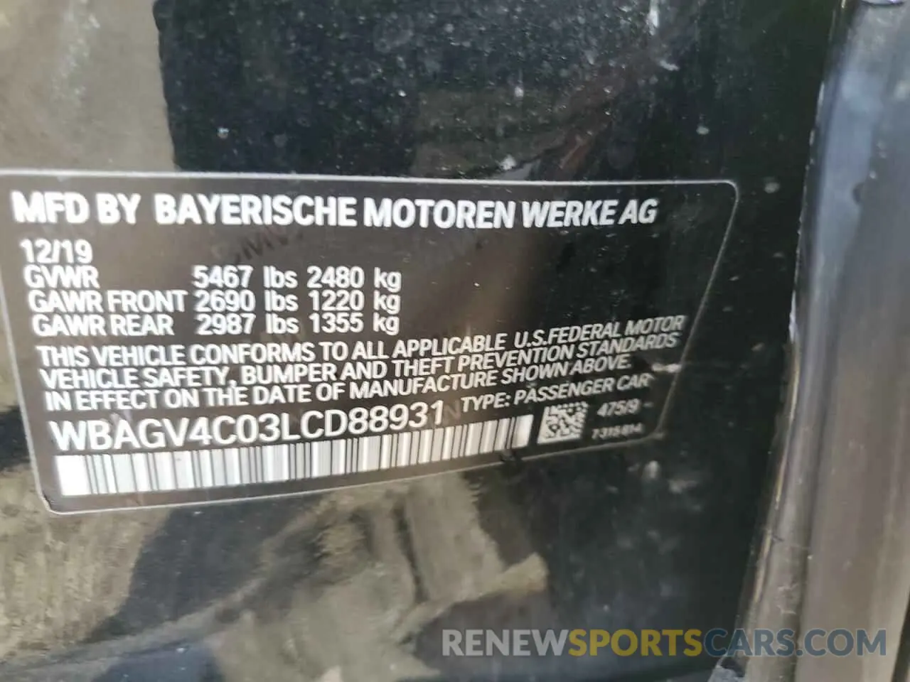 13 Photograph of a damaged car WBAGV4C03LCD88931 BMW 8 SERIES 2020