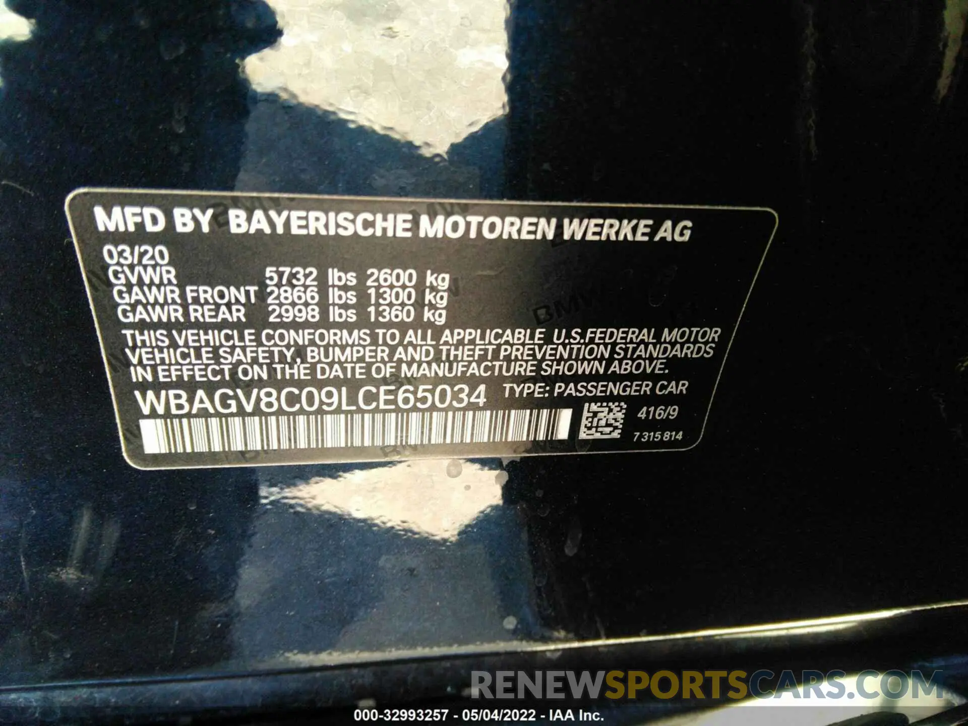9 Photograph of a damaged car WBAGV8C09LCE65034 BMW 8 SERIES 2020