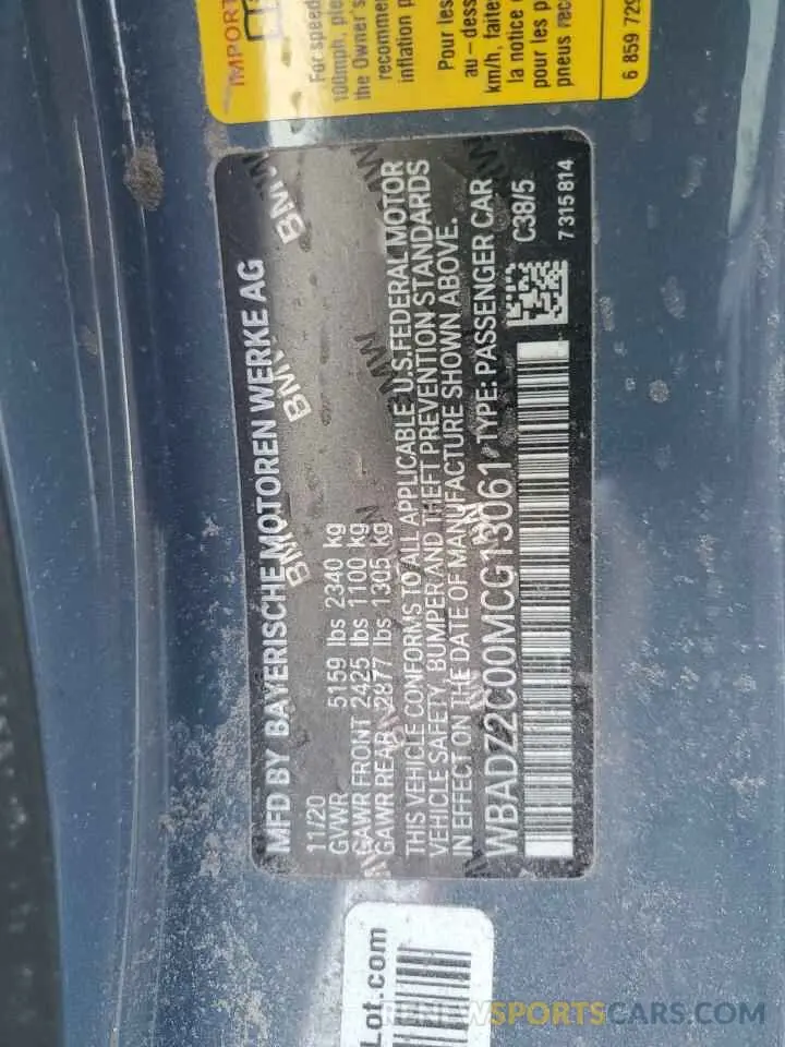 12 Photograph of a damaged car WBADZ2C00MCG13061 BMW 8 SERIES 2021